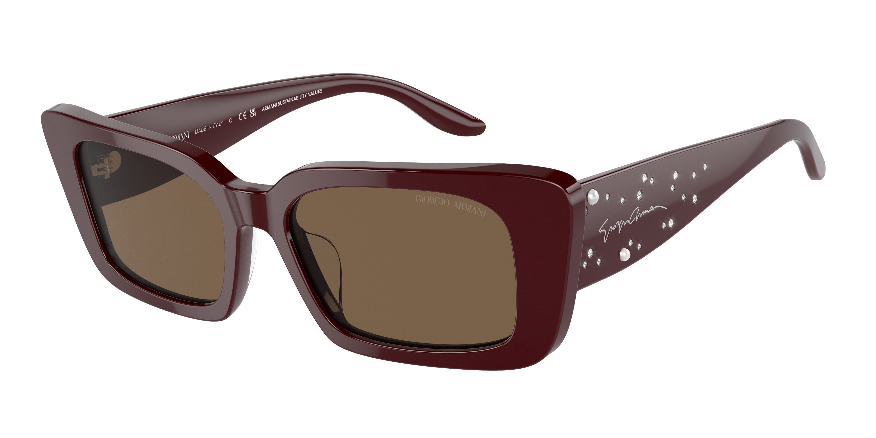 Giorgio Armani AR8214BU Rectangle Sunglasses  572173-Bordeaux 53-140-17 - Color Map Red