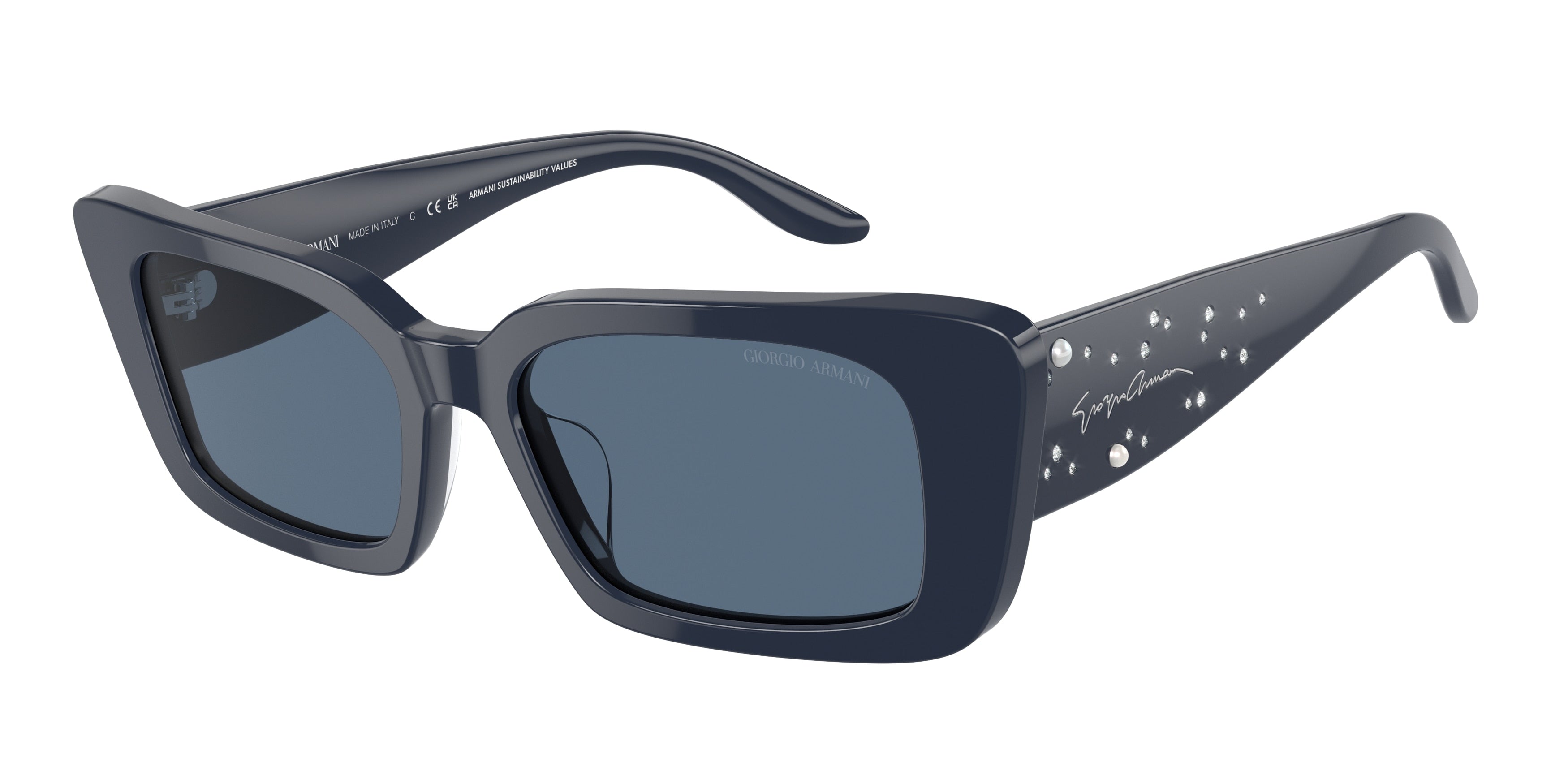 Giorgio Armani AR8214BU Rectangle Sunglasses  607980-Blue 53-140-17 - Color Map Blue