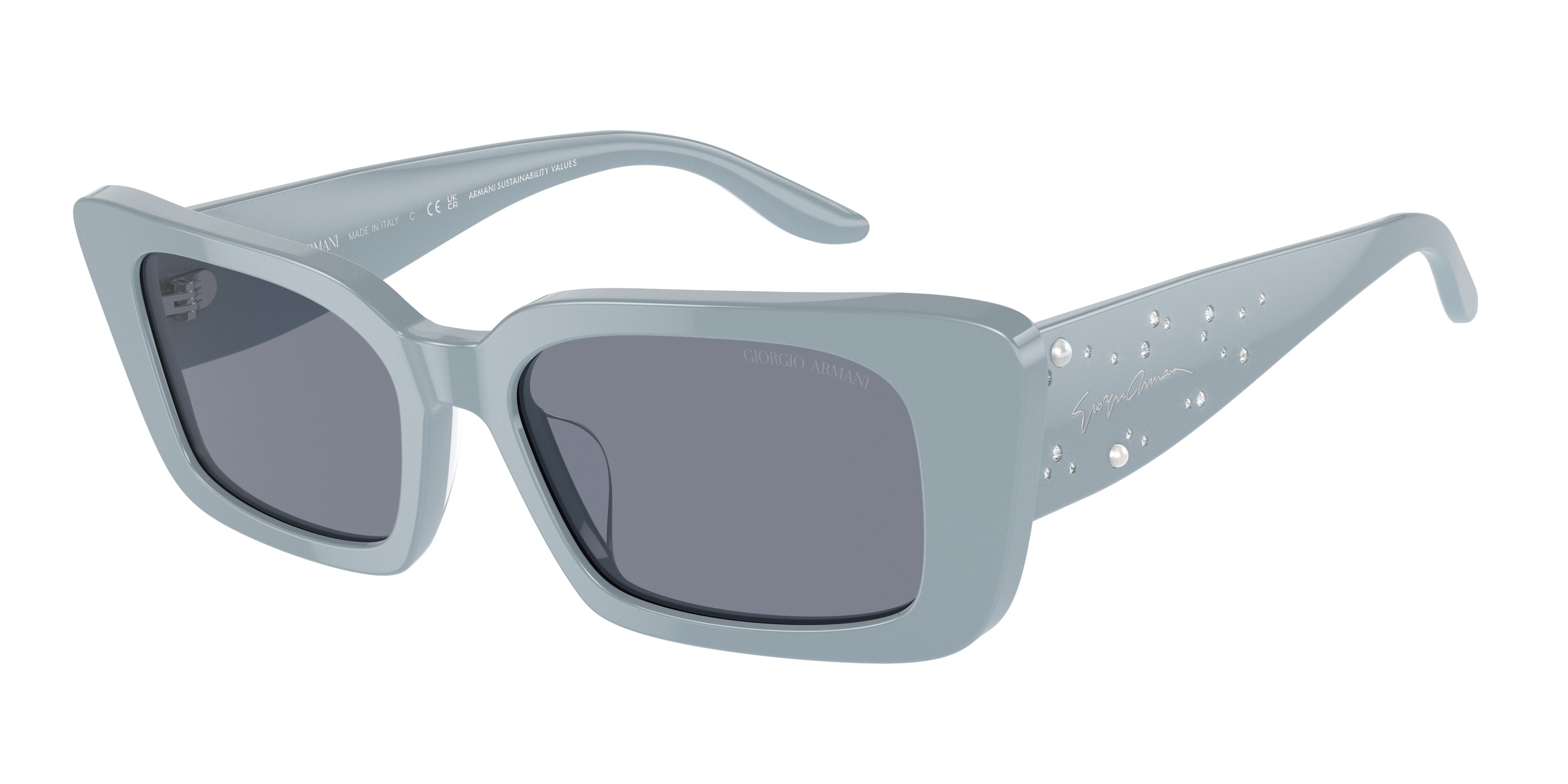 Giorgio Armani AR8214BU Rectangle Sunglasses  608219-Blue Sugar Paper 53-140-17 - Color Map Blue