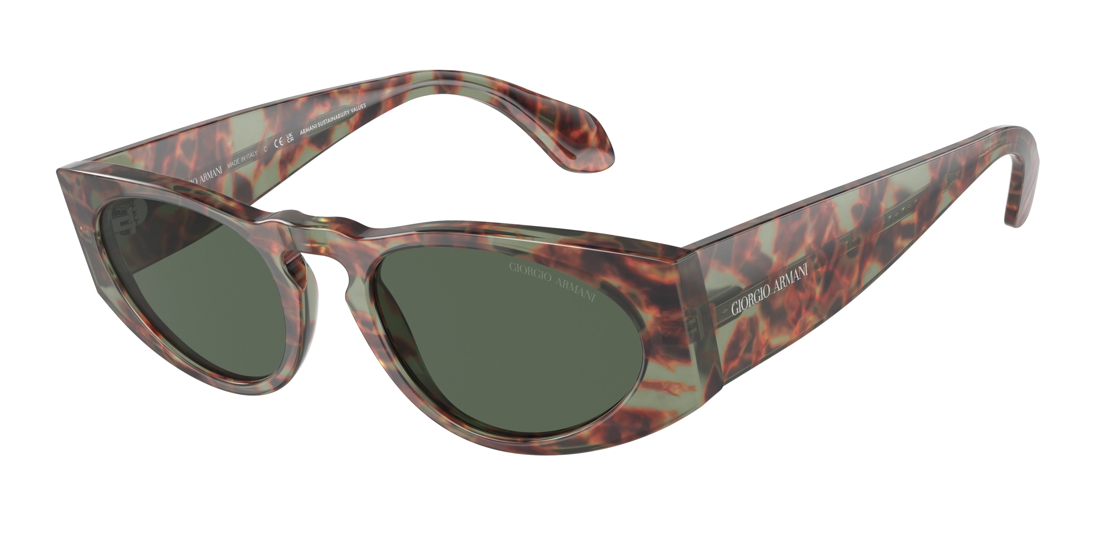 Giorgio Armani AR8216 Rectangle Sunglasses  597771-Havana Green 51-145-20 - Color Map Brown