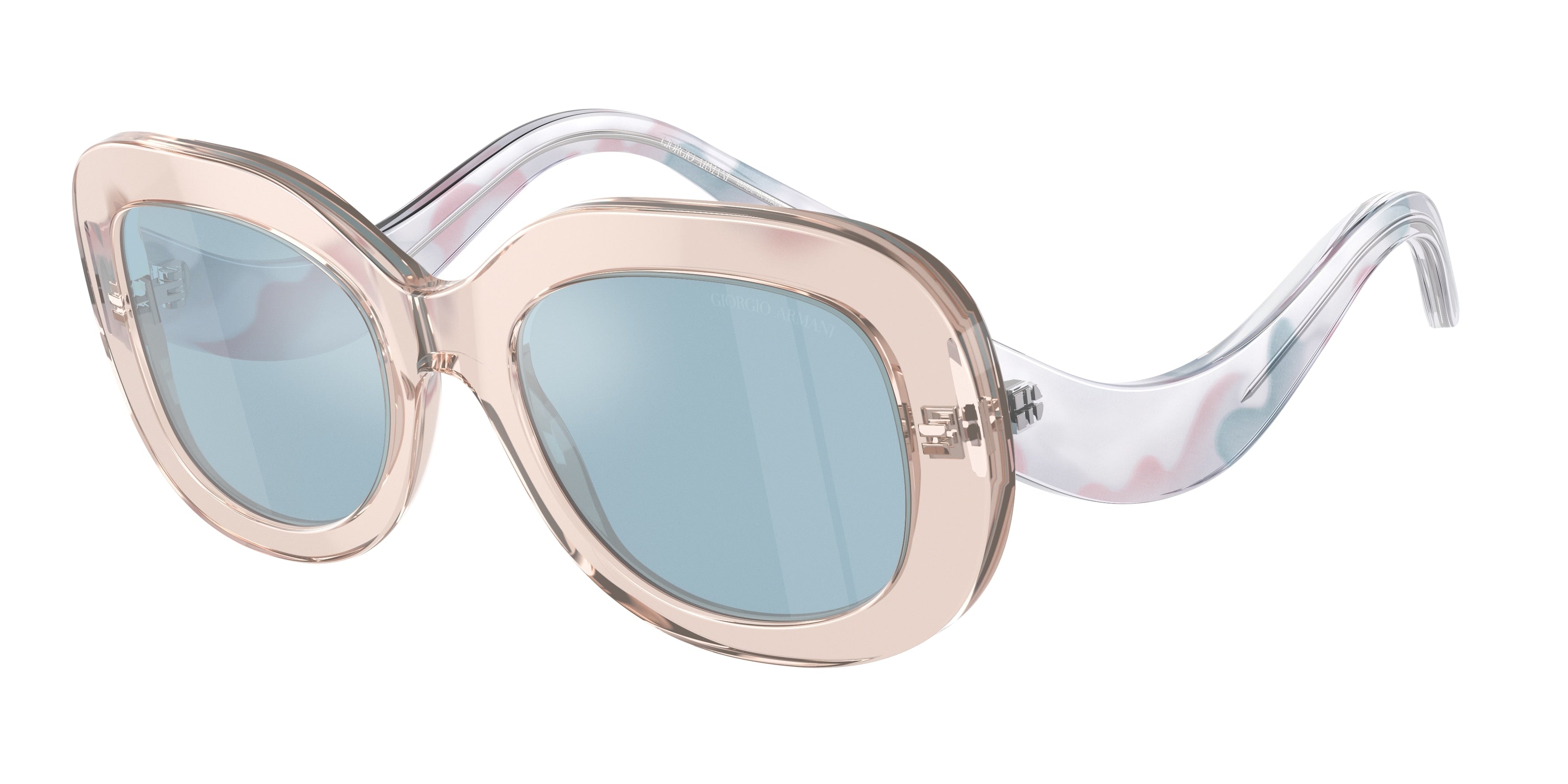 Giorgio Armani AR8217 Oval Sunglasses  61511N-Transparent Pink 51-140-20 - Color Map Pink