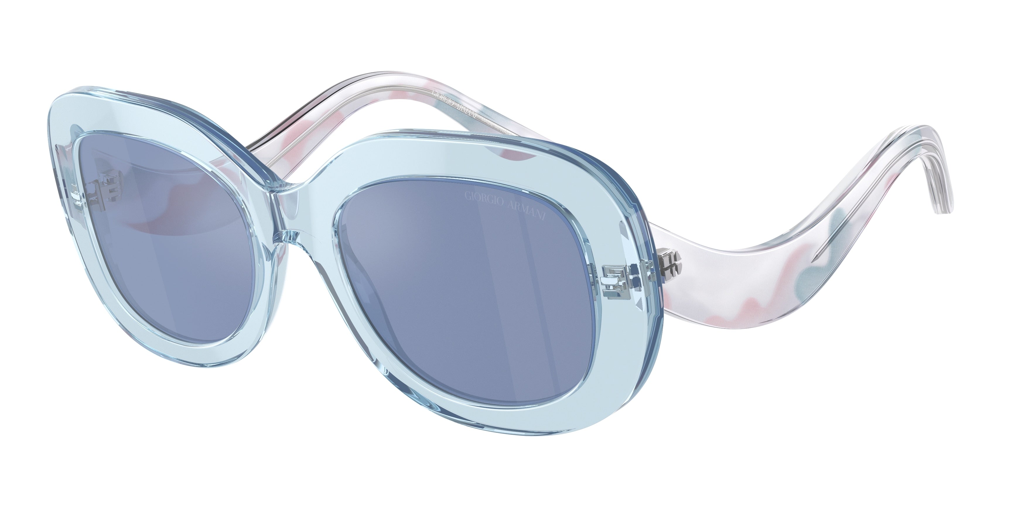 Giorgio Armani AR8217 Oval Sunglasses  61521U-Transparent Light Blue 51-140-20 - Color Map Blue