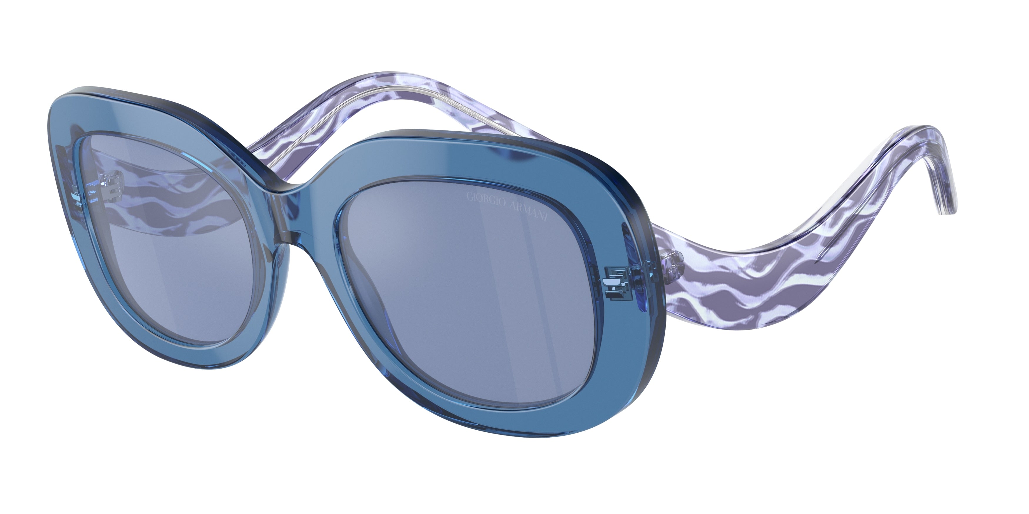 Giorgio Armani AR8217 Oval Sunglasses  61531U-Transparent Blue 51-140-20 - Color Map Blue