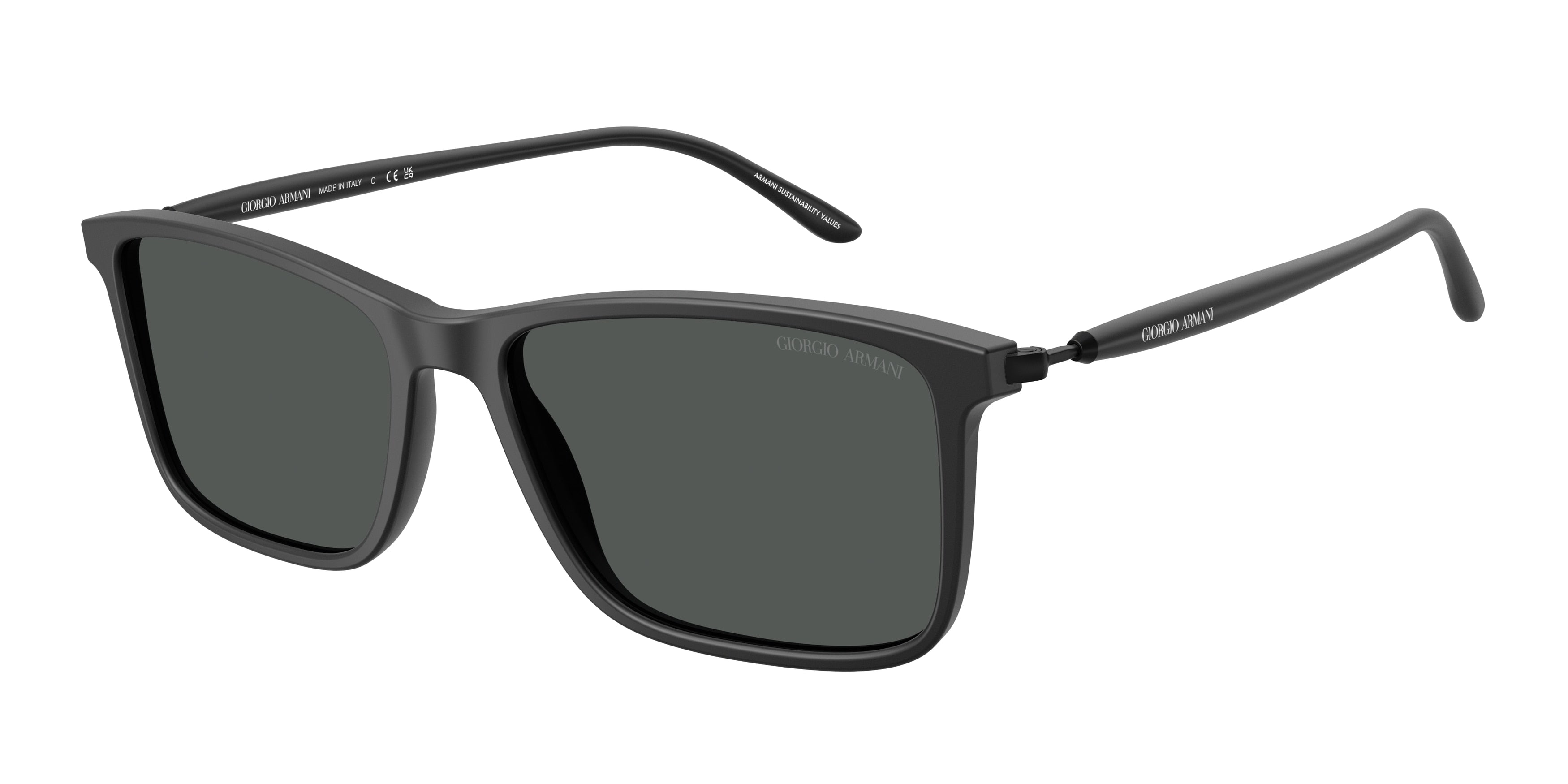 Giorgio Armani AR8218F Rectangle Sunglasses  587587-Matte Black 56-145-17 - Color Map Black