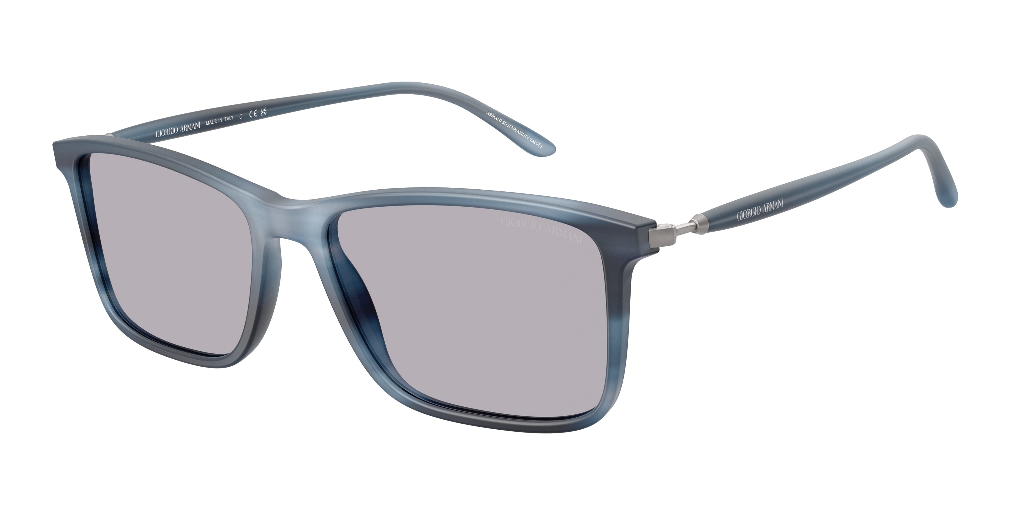Giorgio Armani AR8218F Rectangle Sunglasses  6165M3-Matte Striped Blue 56-145-17 - Color Map Blue