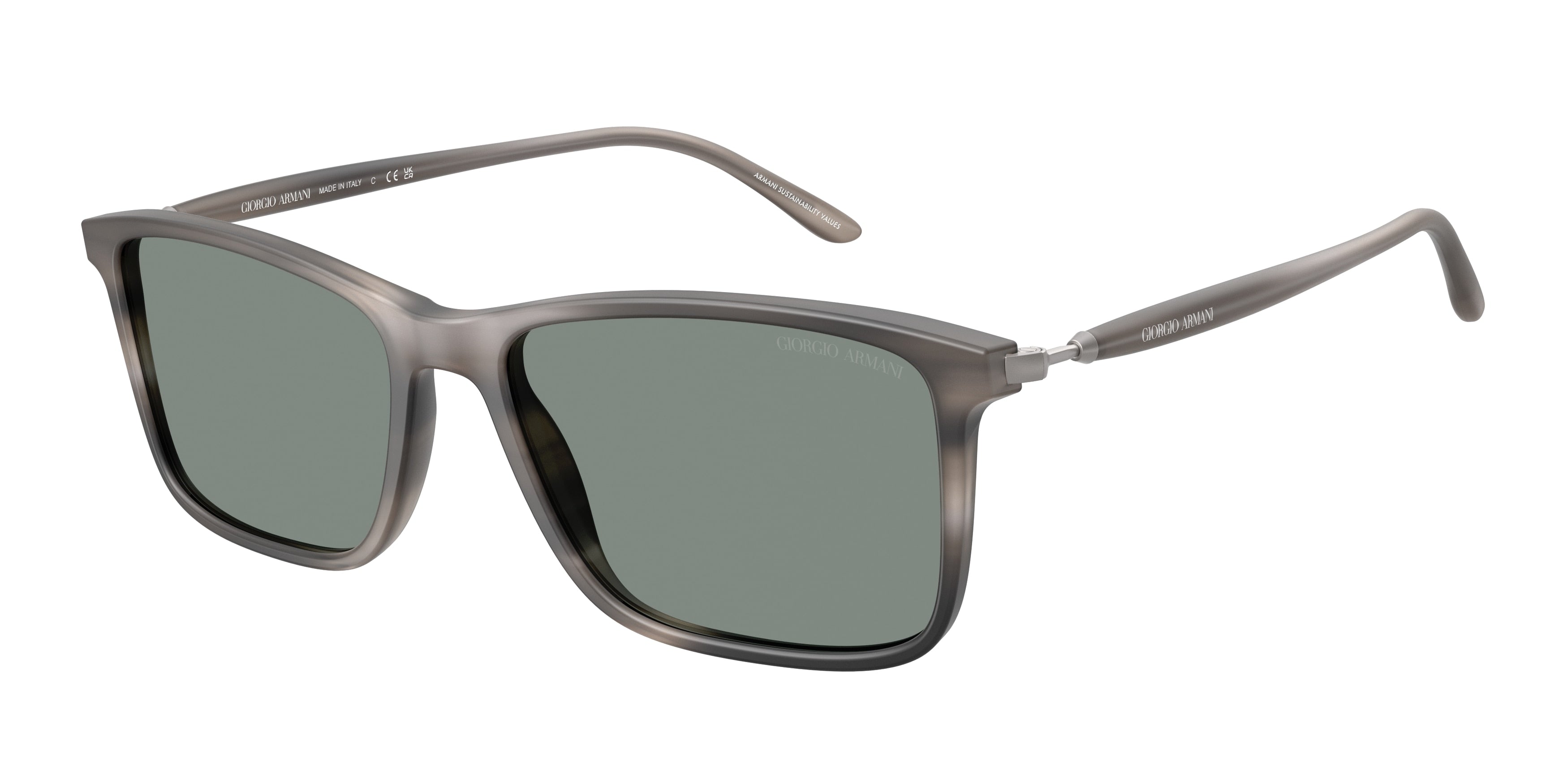 Giorgio Armani AR8218 Rectangle Sunglasses  616611-Matte Striped Grey 56-145-17 - Color Map Grey