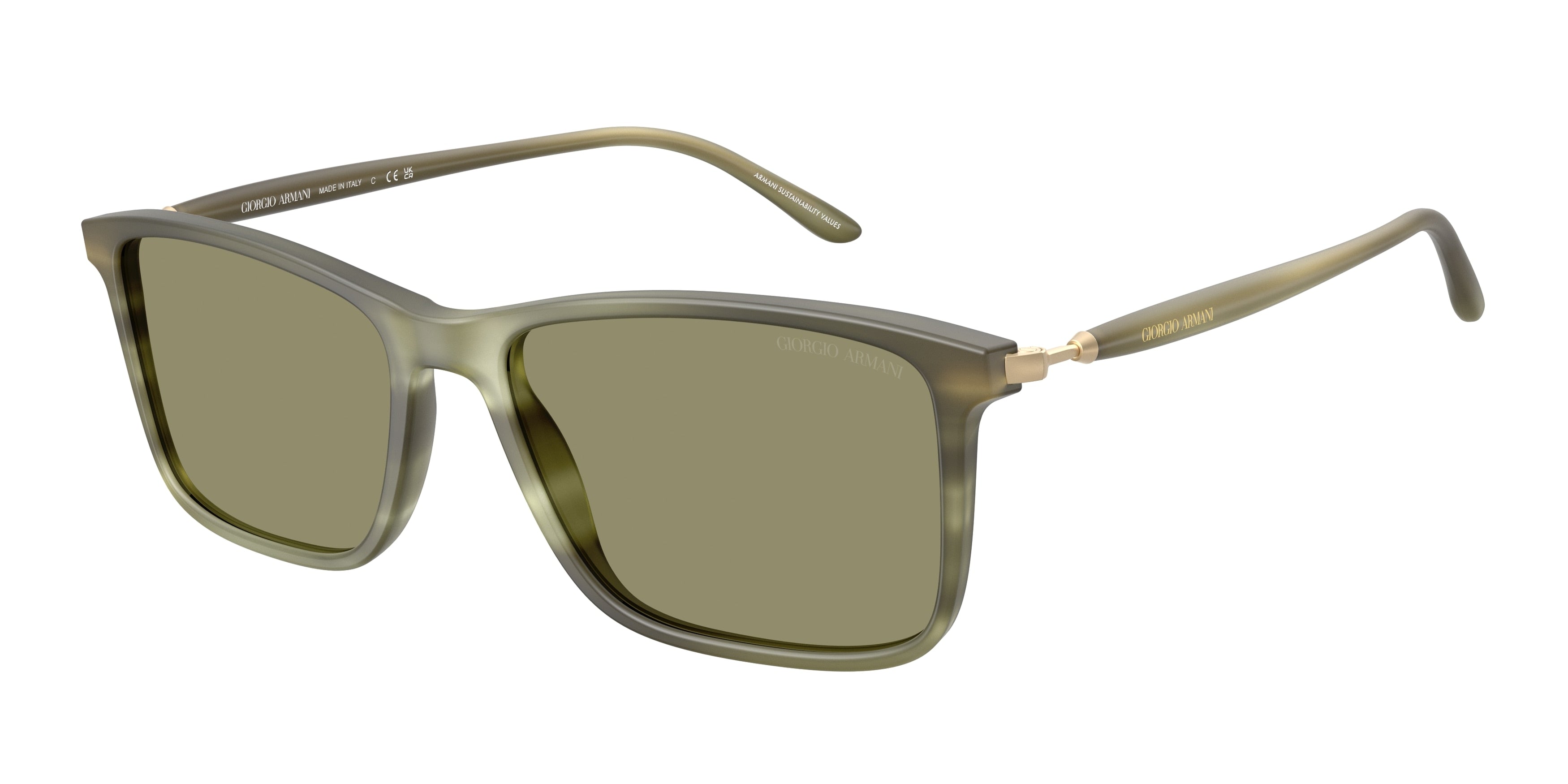 Giorgio Armani AR8218 Rectangle Sunglasses  61682A-Matte Striped Green 56-145-17 - Color Map Tortoise