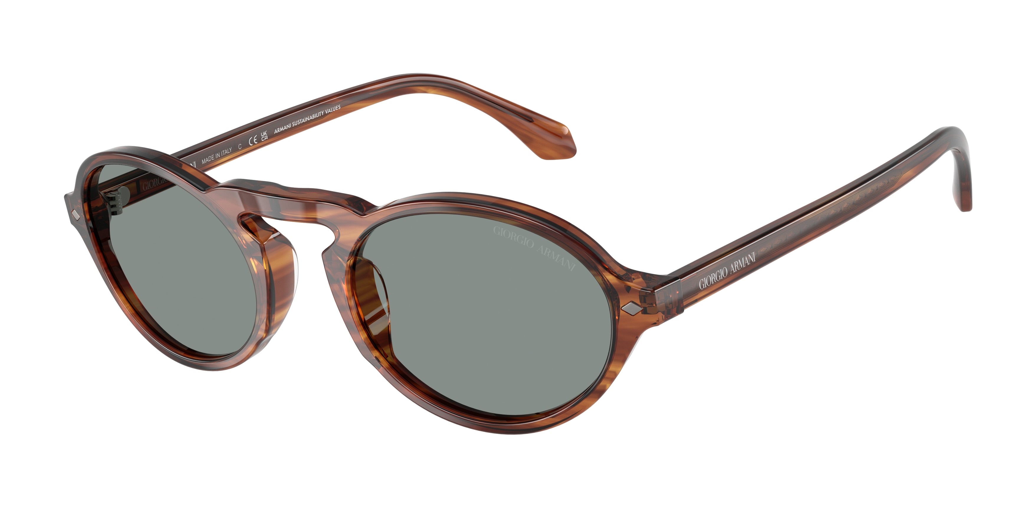 Giorgio Armani AR8219U Oval Sunglasses  616256-Striped Brown 52-145-22 - Color Map Tortoise