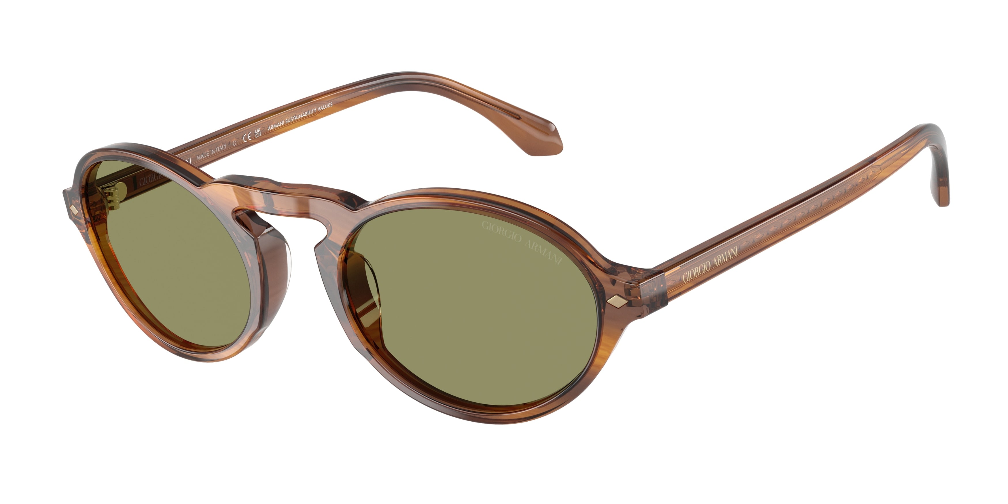 Giorgio Armani AR8219U Oval Sunglasses  616314-Striped Honey 52-145-22 - Color Map Tortoise