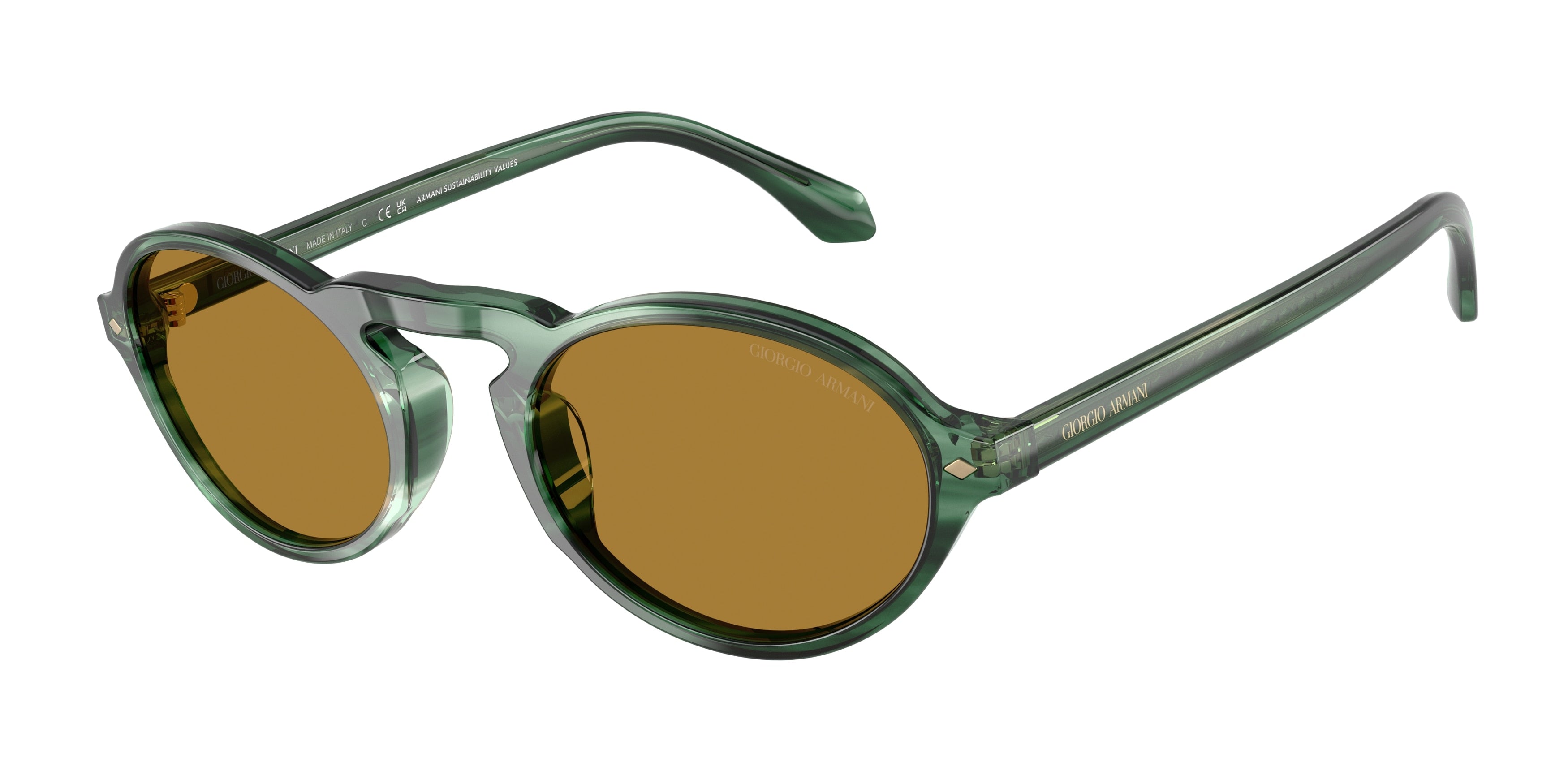 Giorgio Armani AR8219U Oval Sunglasses  616453-Striped Green 52-145-22 - Color Map Green