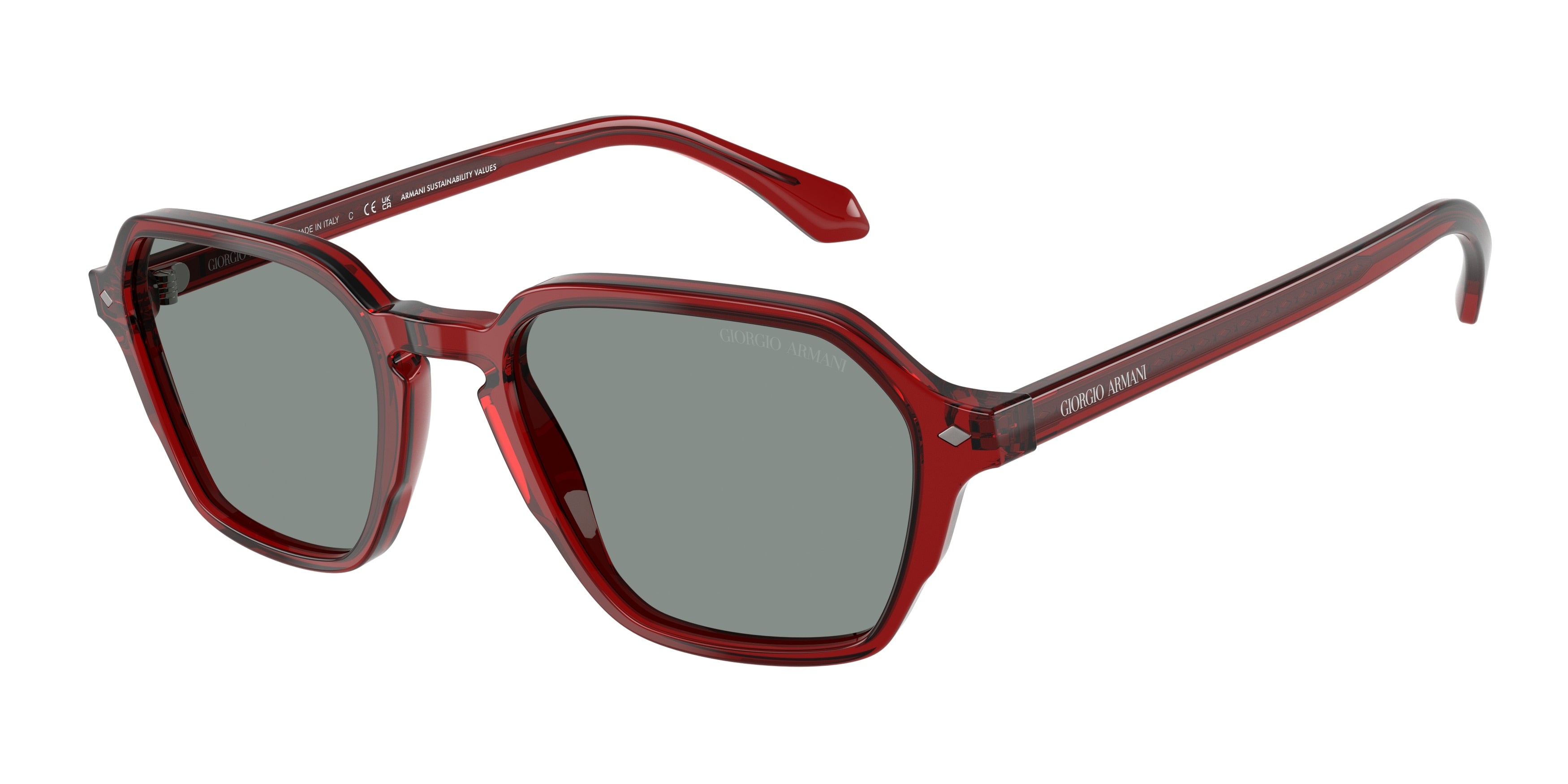 Giorgio Armani AR8220 Square Sunglasses  617056-Transparent Bordeaux 52-145-20 - Color Map Red