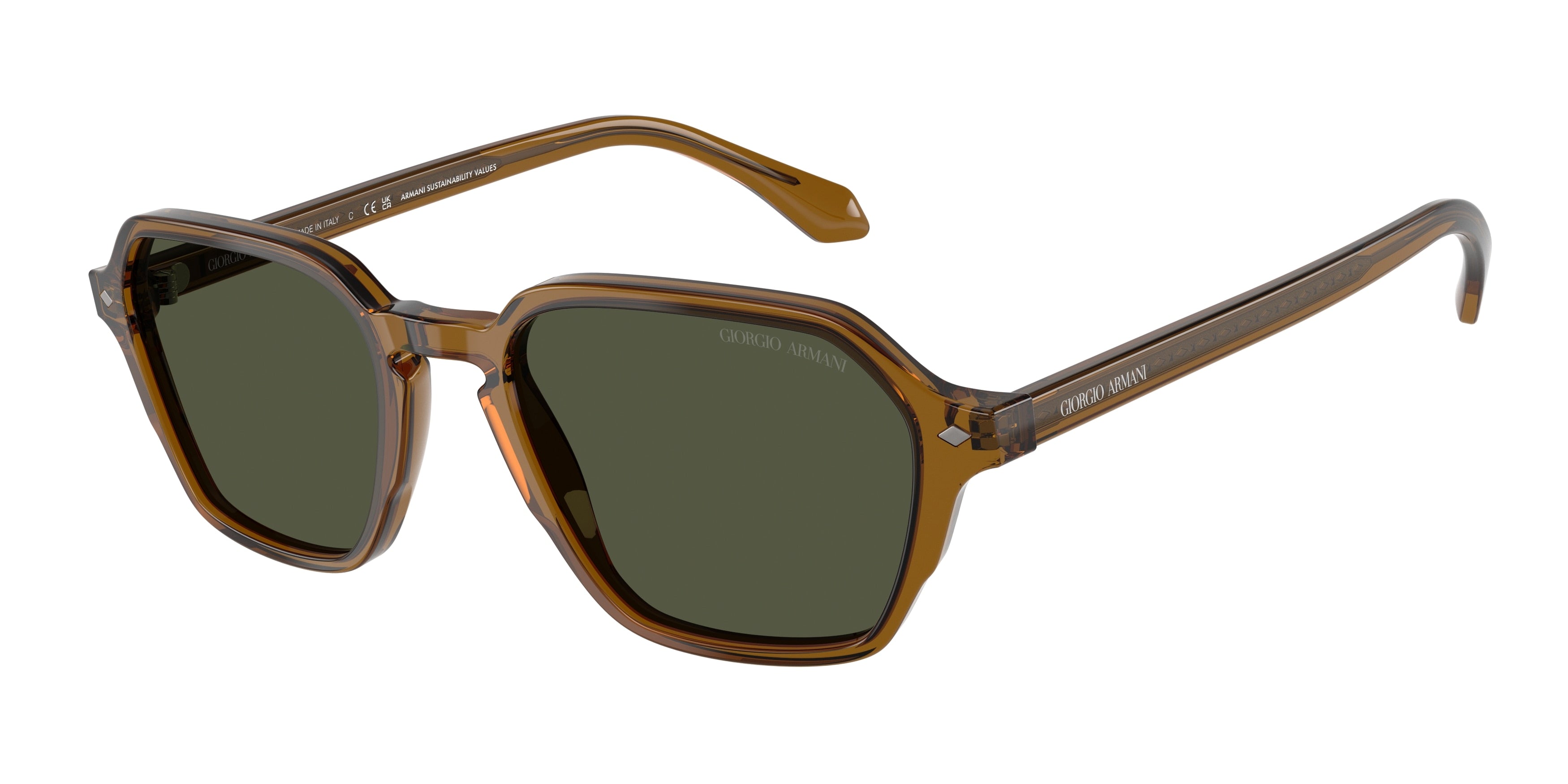 Giorgio Armani AR8220 Square Sunglasses  617231-Transparent Green 52-145-20 - Color Map Green