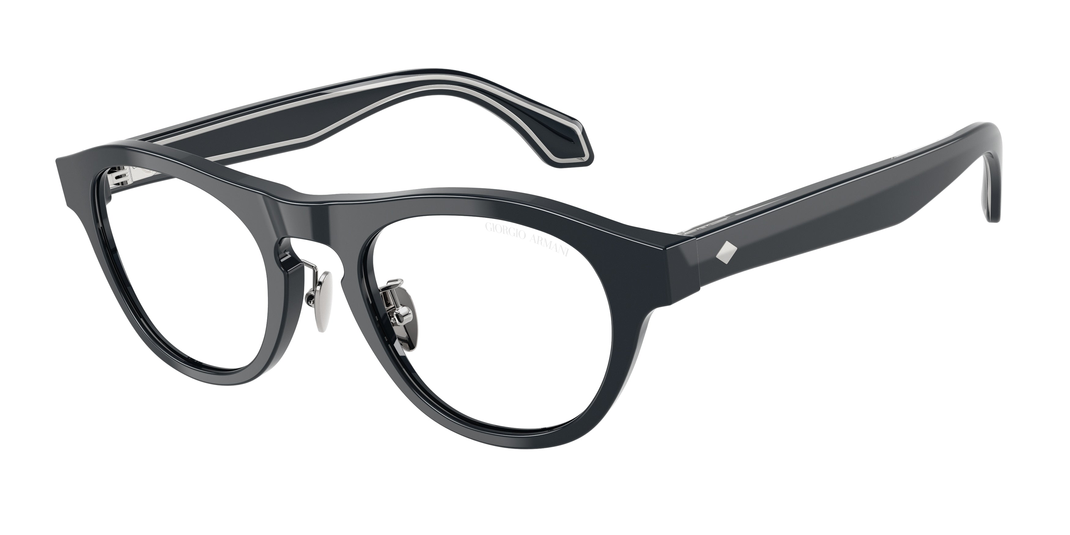 Giorgio Armani AR8225 Oval Sunglasses  61571W-Solid Dark Blue 49-140-21 - Color Map Blue