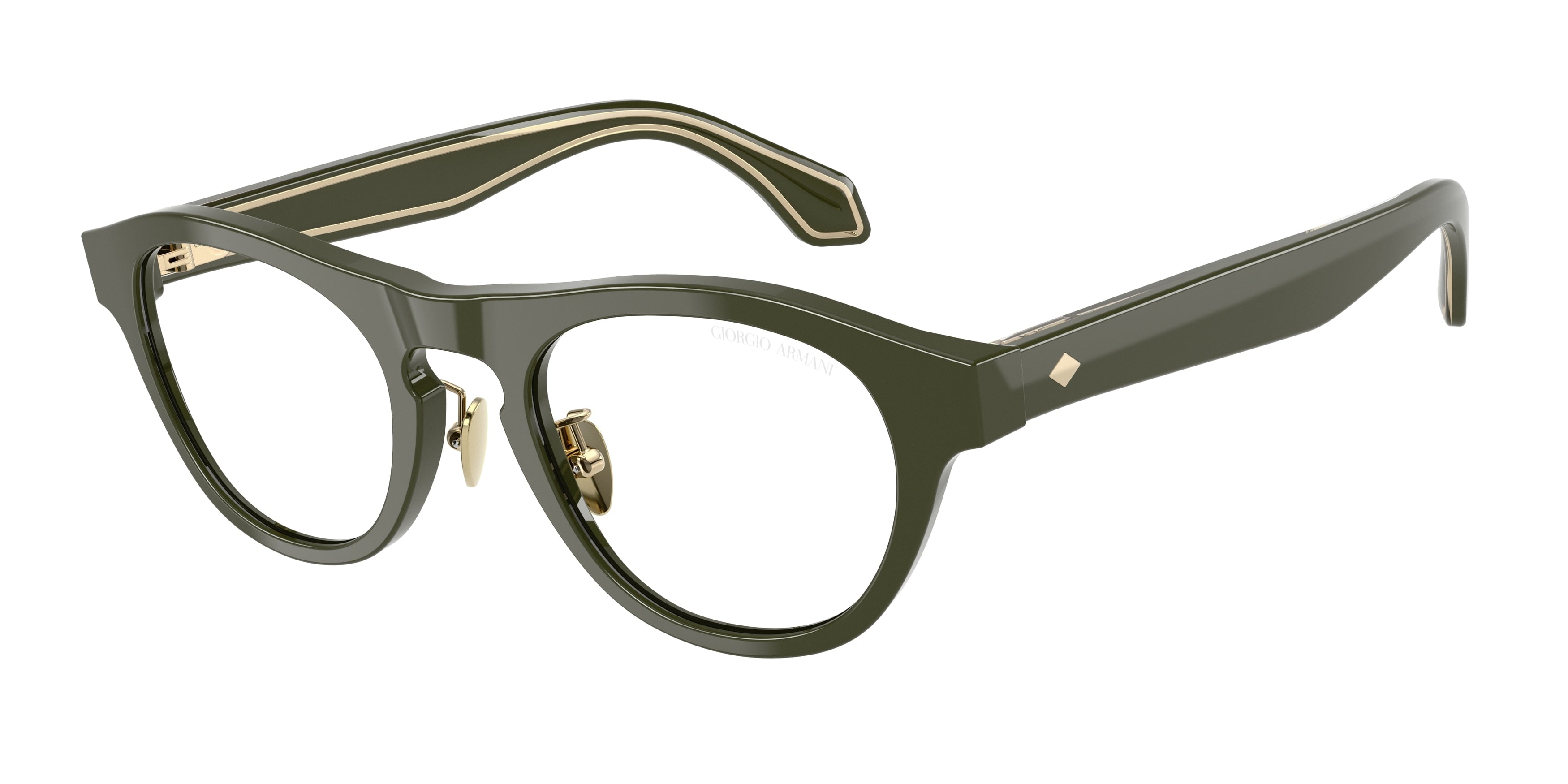Giorgio Armani AR8225 Oval Sunglasses  61931W-Solid Dark Green 49-140-21 - Color Map Green