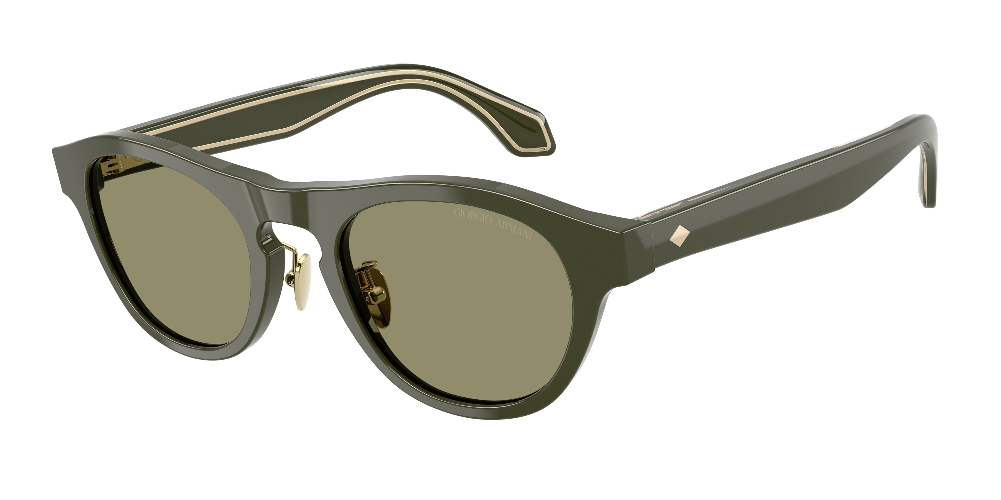 Giorgio Armani AR8225 Oval Sunglasses  61932A-Solid Dark Green 49-140-21 - Color Map Green