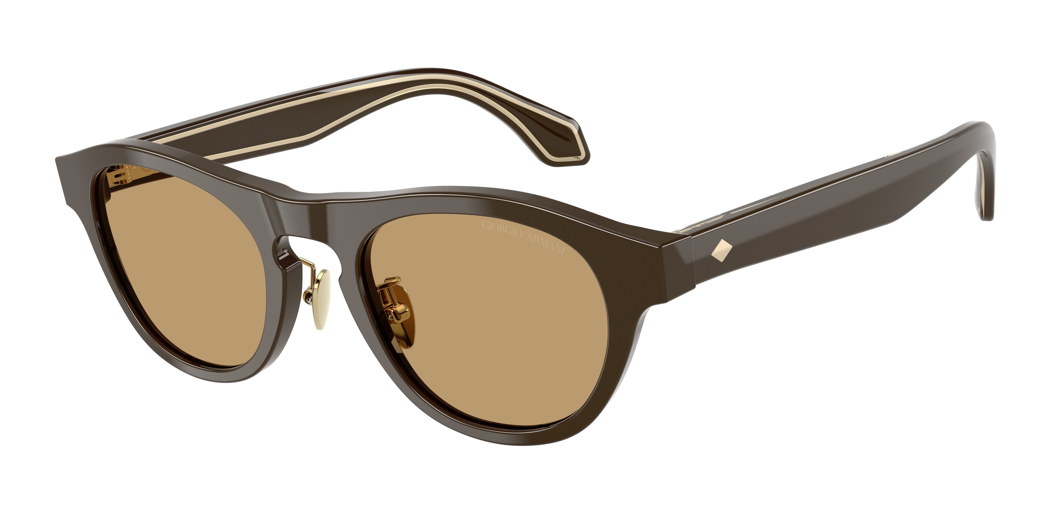 Giorgio Armani AR8225 Oval Sunglasses  619473-Solid Dark Brown 49-140-21 - Color Map Brown