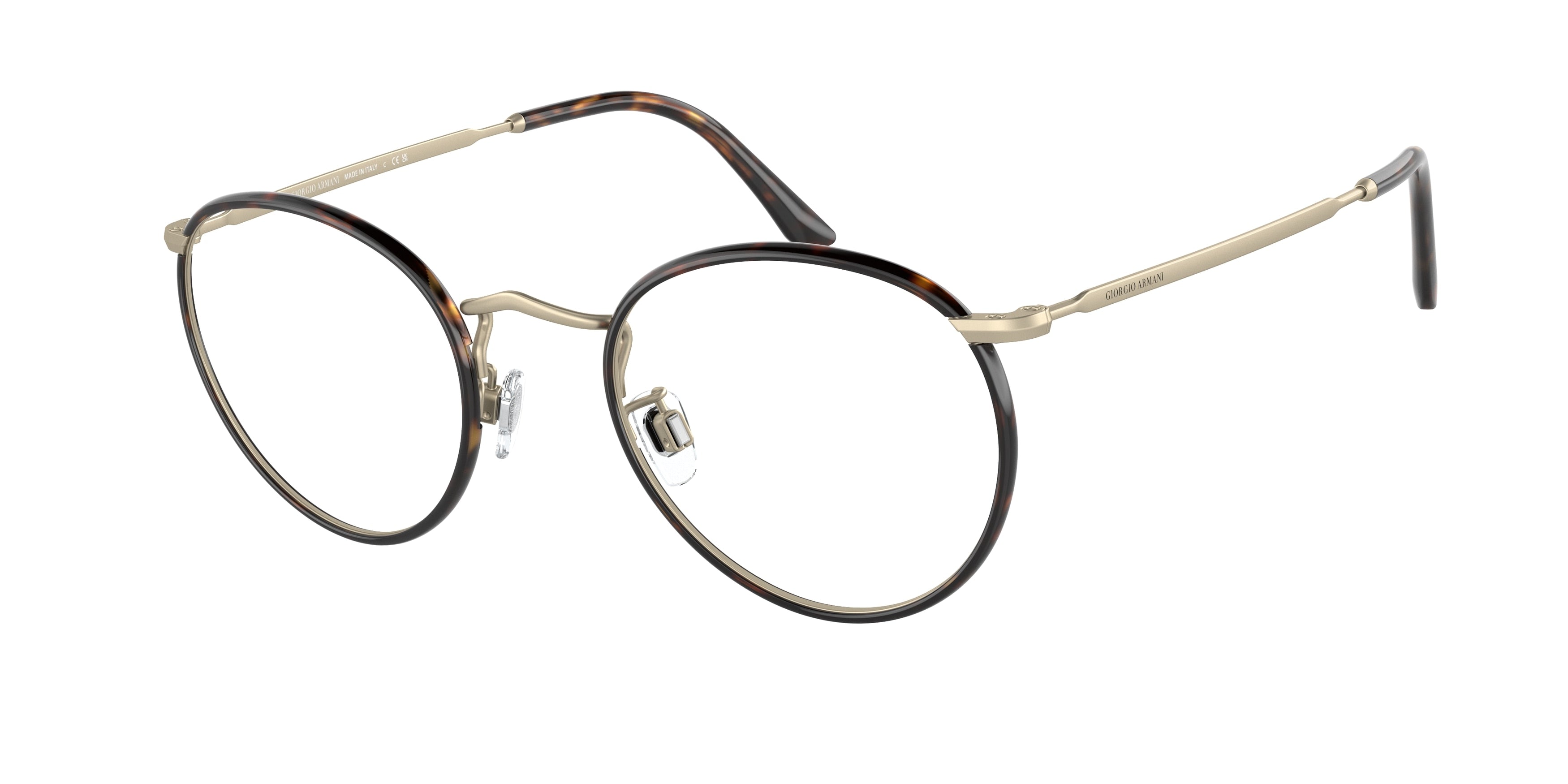 Giorgio Armani AR112MJ Round Eyeglasses  3002-Matte Pale Gold/Havana 49-145-22 - Color Map Gold