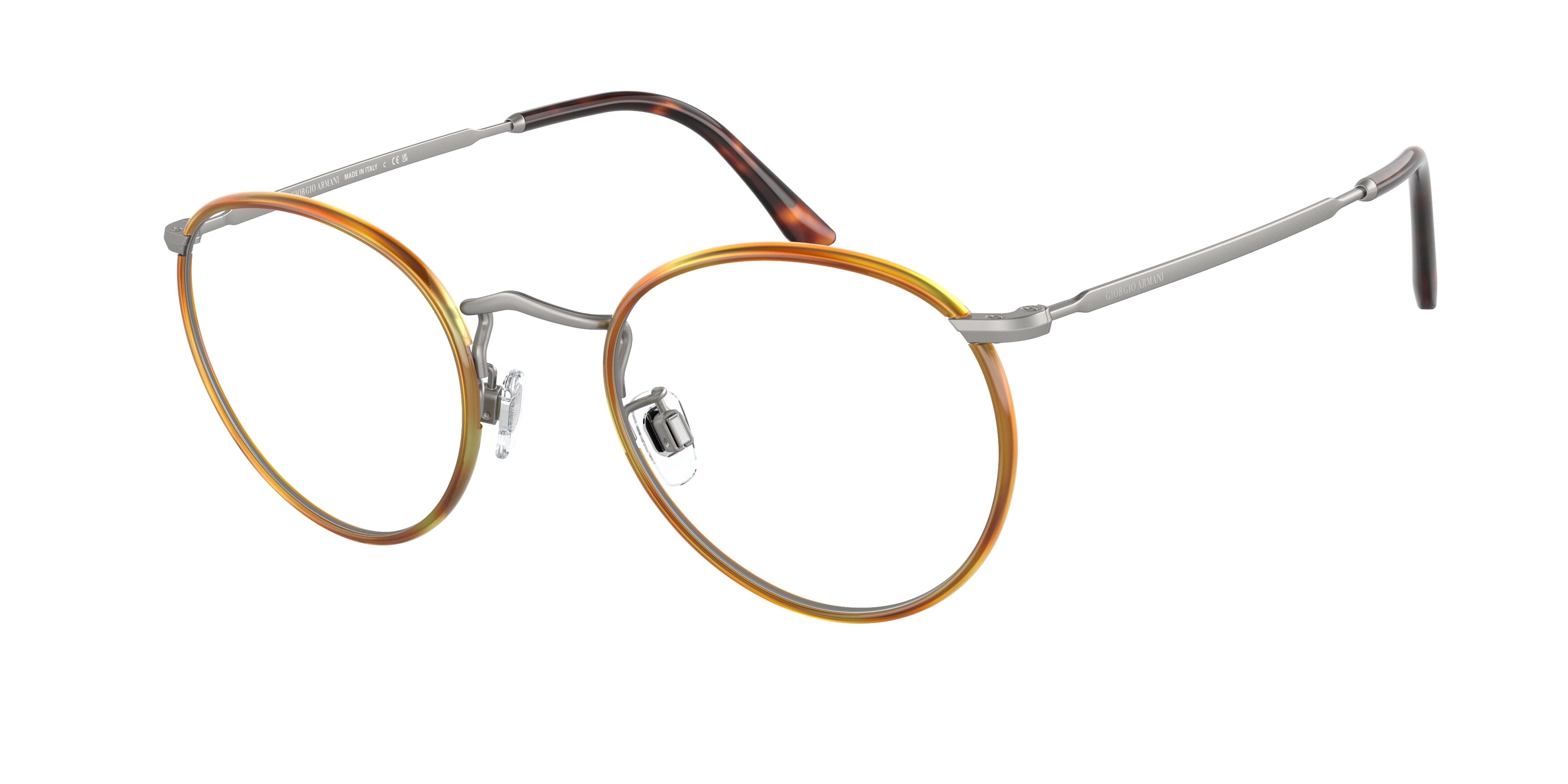 Giorgio Armani AR112MJ Round Eyeglasses  3332-Honey Havana/Matte Gunmetal 49-145-22 - Color Map Brown
