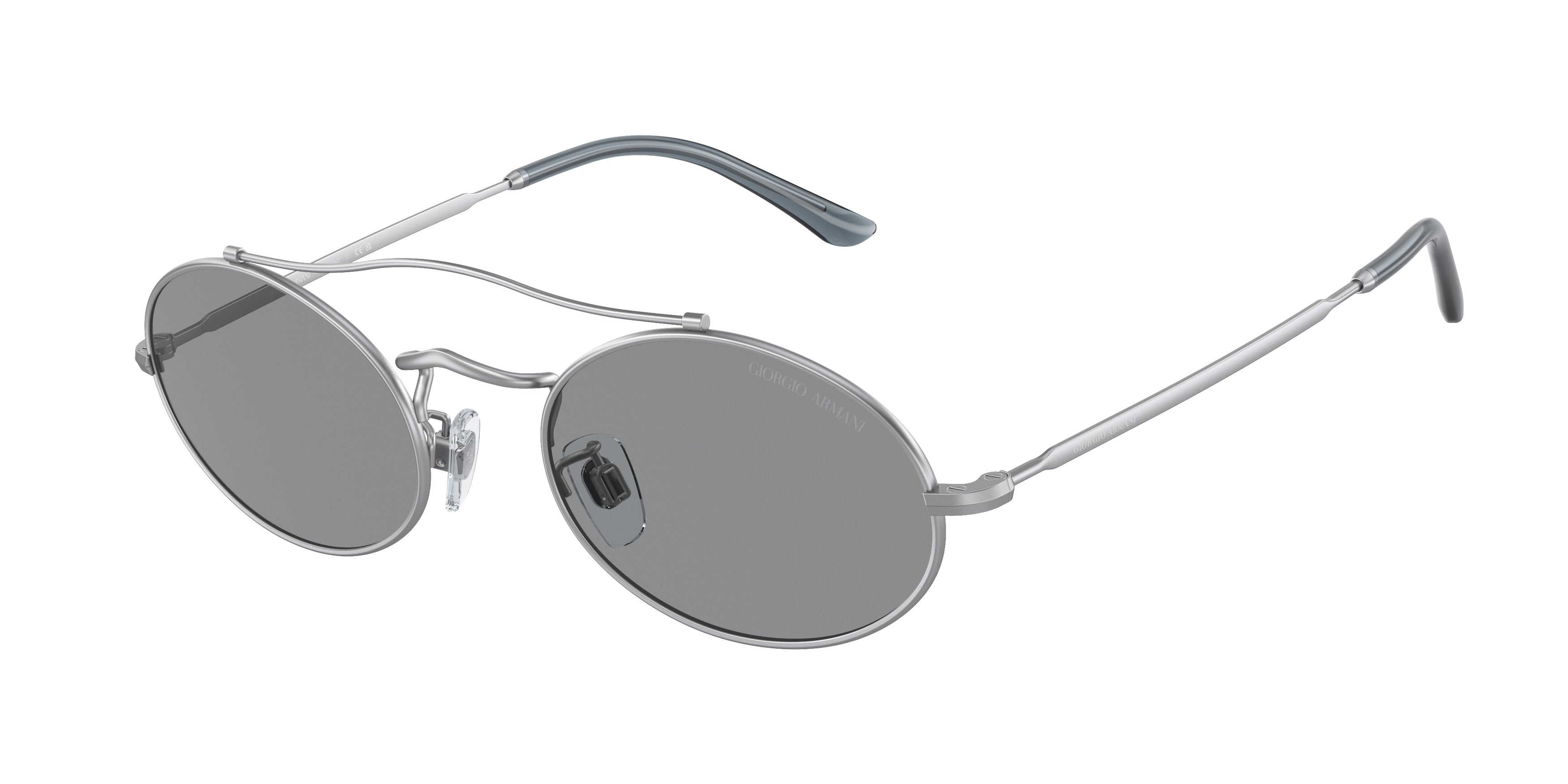 Giorgio Armani AR115SM Oval Sunglasses  304502-Matte Silver 51-145-21 - Color Map Silver