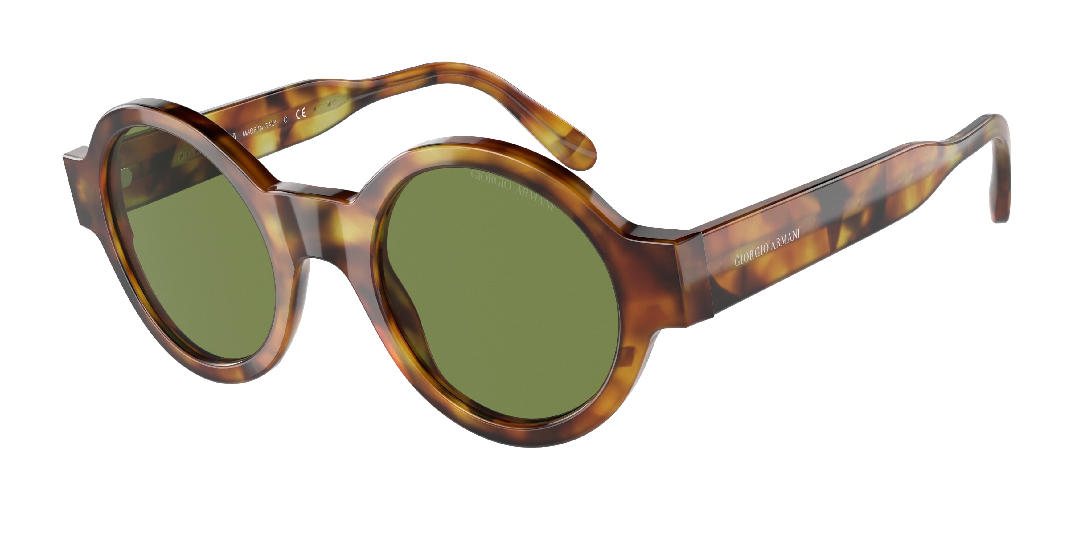 Giorgio Armani AR903M Round Sunglasses  57604E-Yellow Havana 47-145-23 - Color Map Tortoise