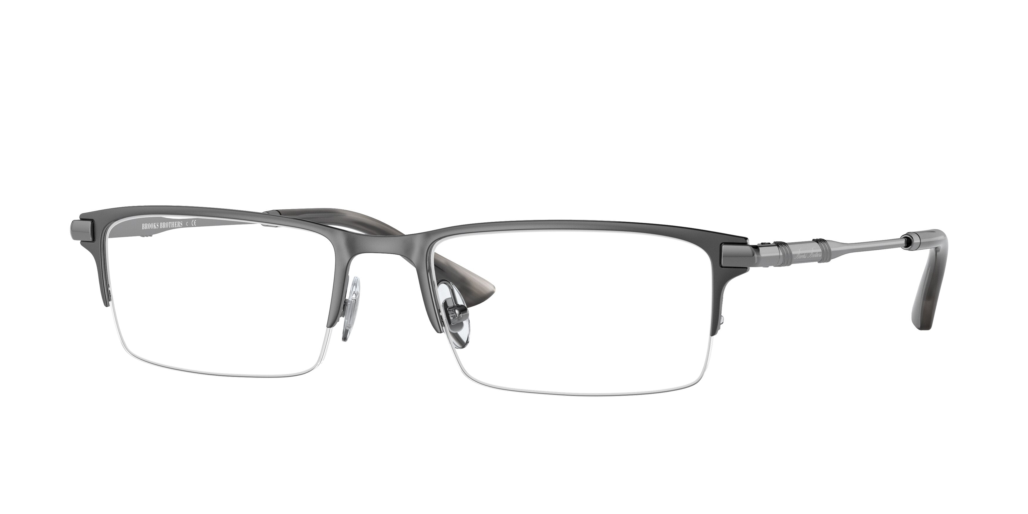Brooks Brothers BB1087 Rectangle Eyeglasses  1001-Matte Gunmetal 55-145-19 - Color Map Grey