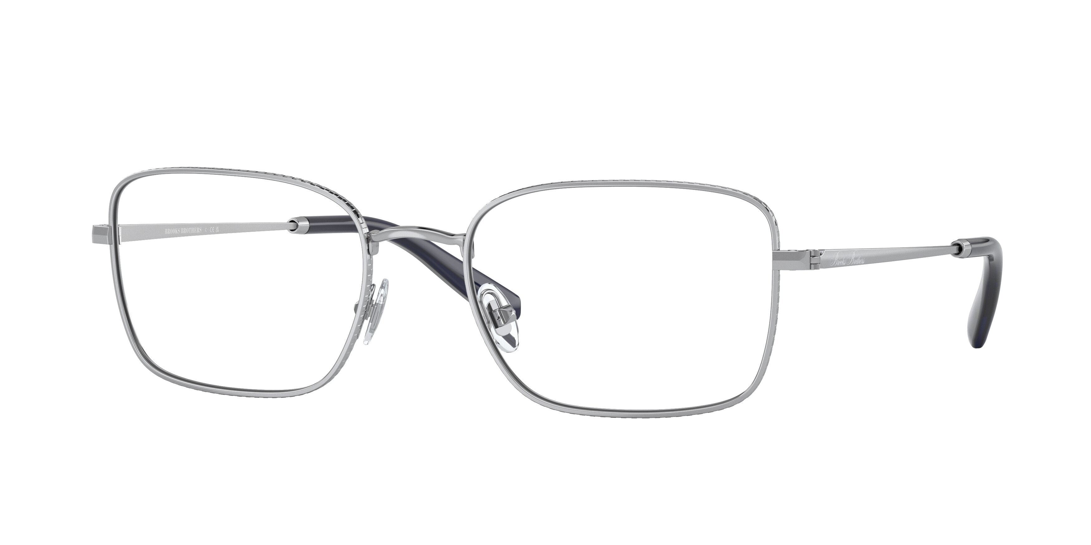 Brooks Brothers BB1102 Rectangle Eyeglasses  1025-Shiny Silver 56-145-20 - Color Map Silver