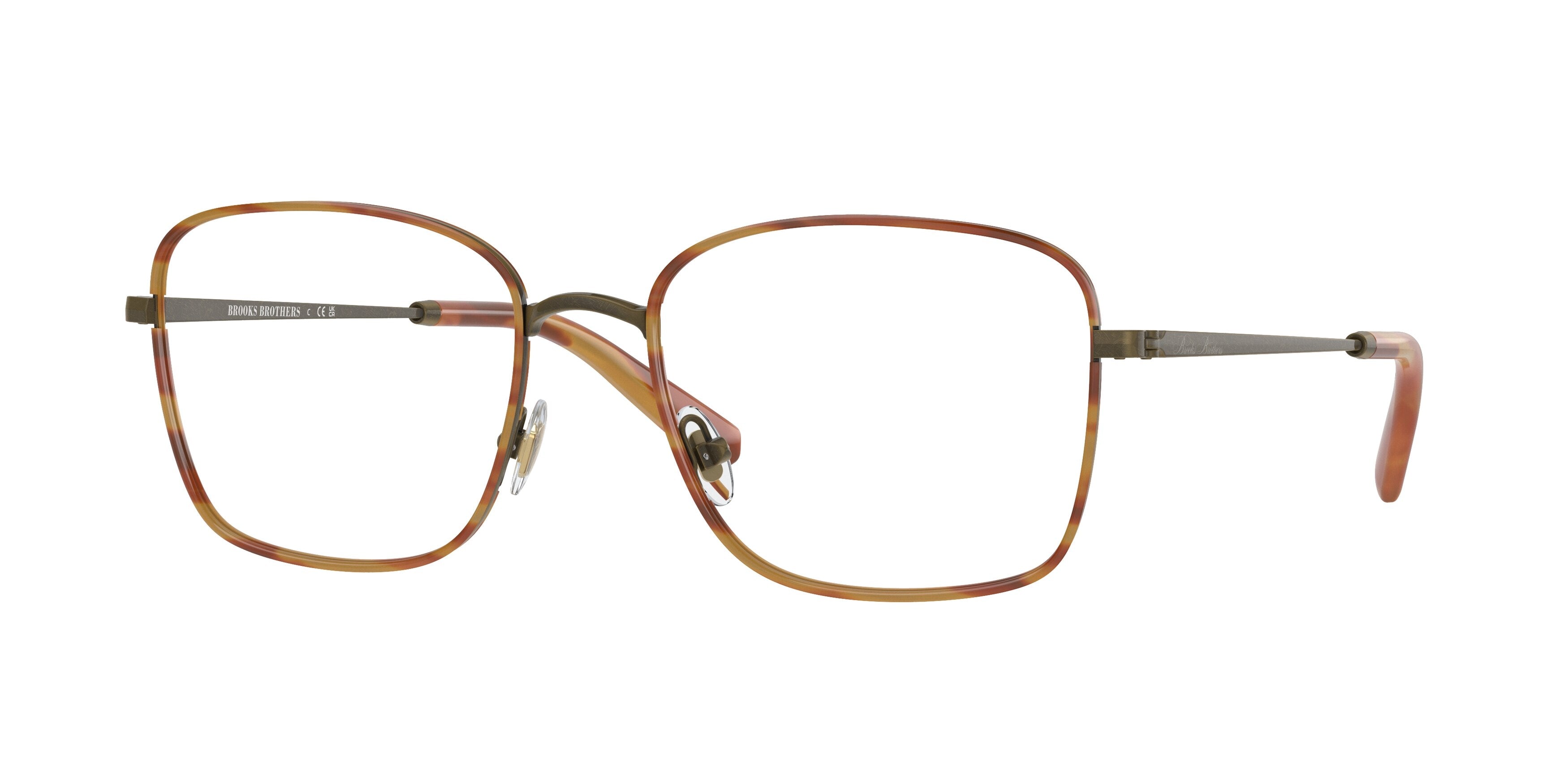 Brooks Brothers BB1105J Square Eyeglasses  1038-Antique Gold/Amber Tortoise 55-145-19 - Color Map Gold
