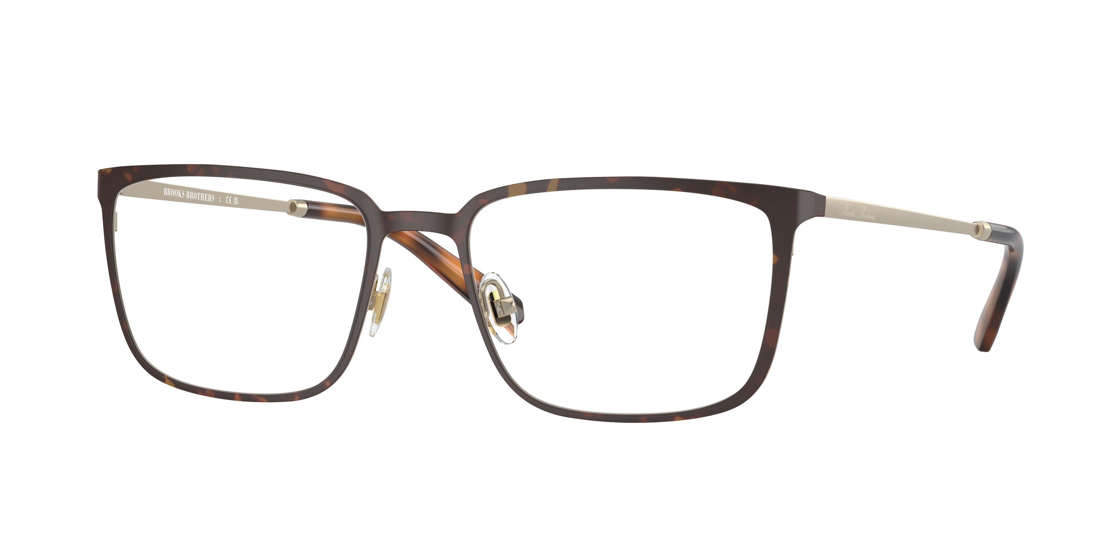 Brooks Brothers BB1110 Rectangle Eyeglasses  1026-Light Gold/Dark Tortoise 56-145-19 - Color Map Gold