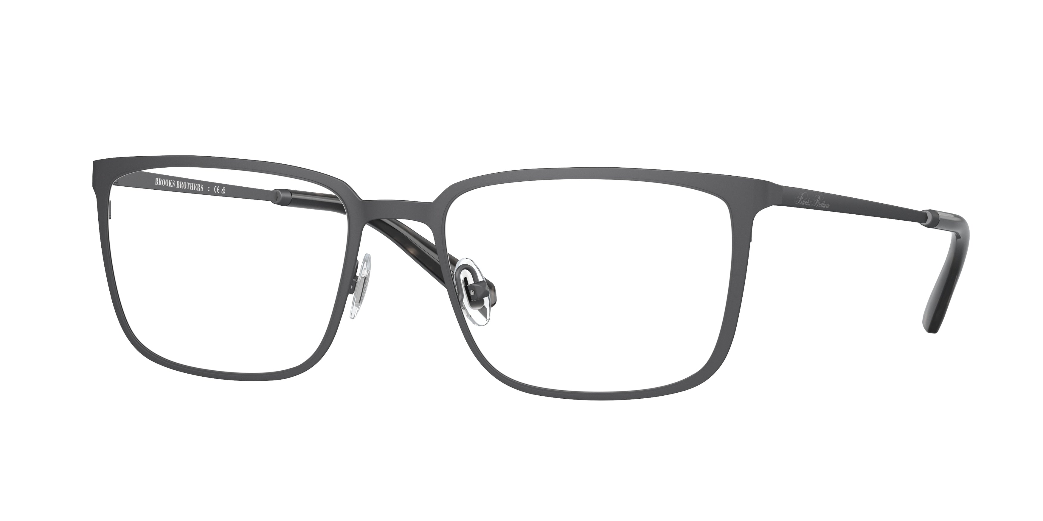 Brooks Brothers BB1110 Rectangle Eyeglasses  1035-Matte Gunmetal 56-145-19 - Color Map Grey