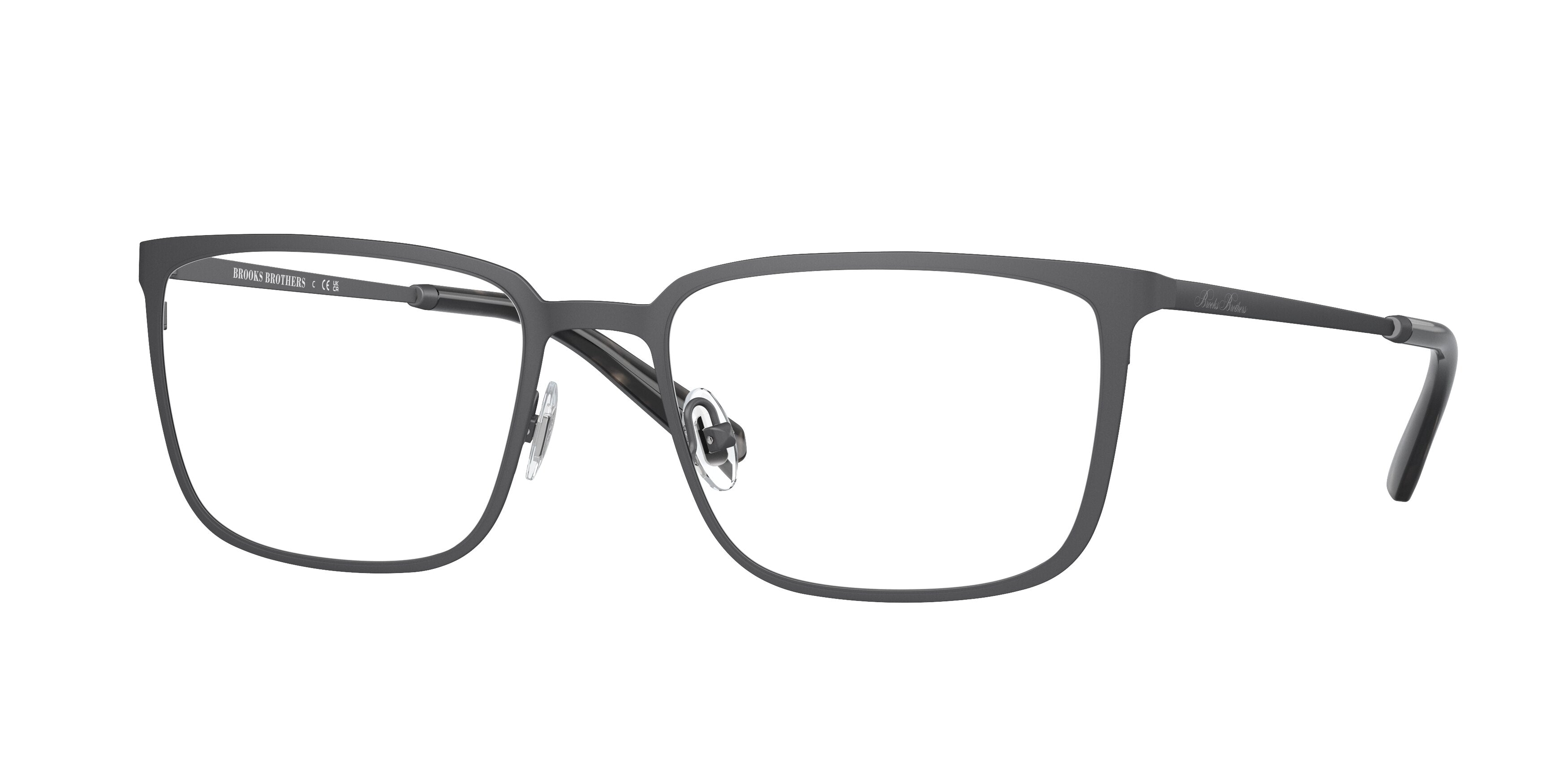 Brooks Brothers BB1110 Rectangle Eyeglasses  1035SB-Matte Gunmetal 56-145-19 - Color Map Grey