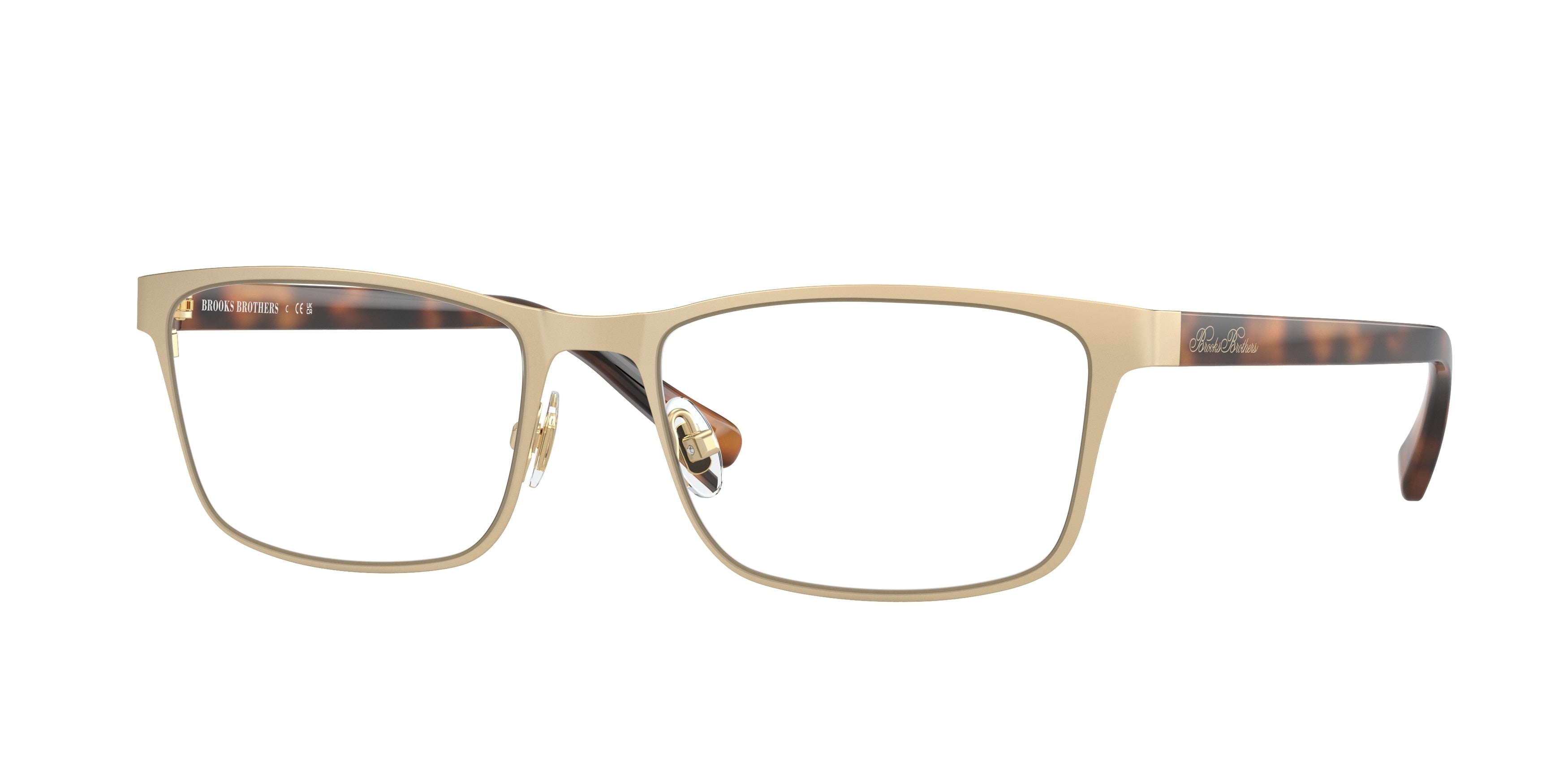 Brooks Brothers BB1112T Rectangle Eyeglasses  1026-Matte Light Gold 55-145-18 - Color Map Gold