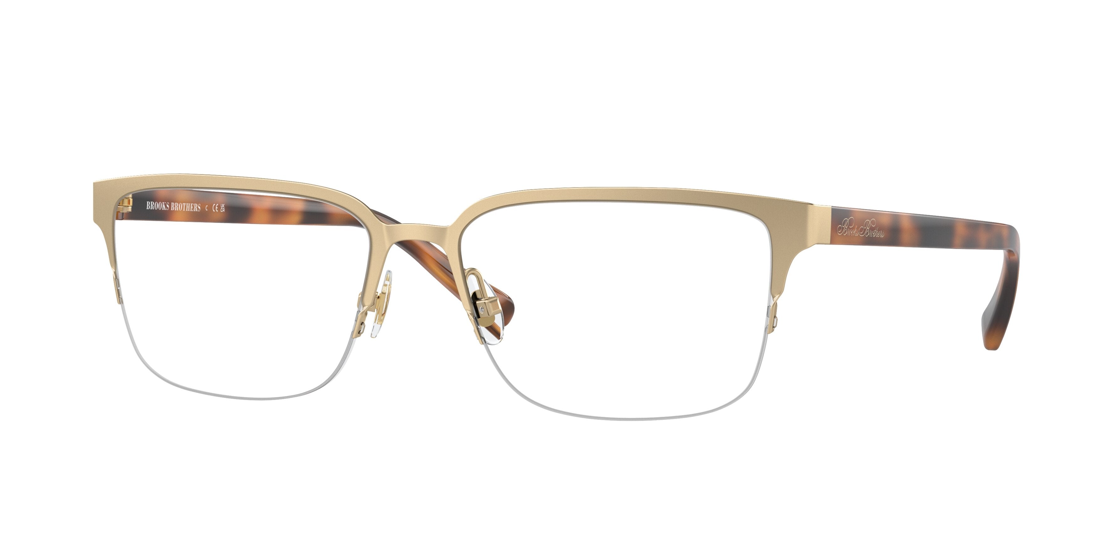 Brooks Brothers BB1113T Rectangle Eyeglasses  1026-Matte Light Gold 57-145-17 - Color Map Gold