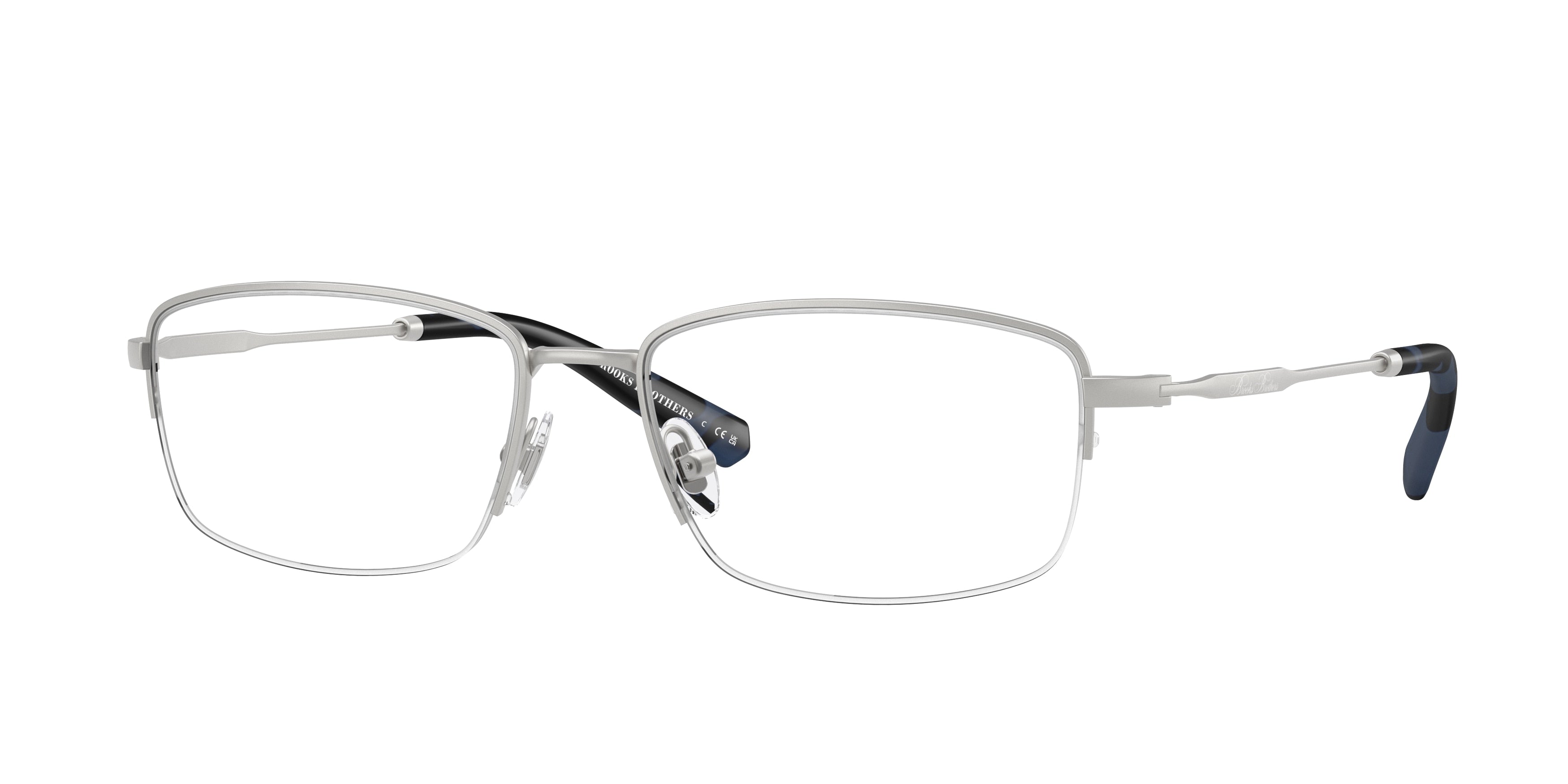 Brooks Brothers BB1117 Oval Eyeglasses  1032-Matte Silver 56-145-17 - Color Map Silver