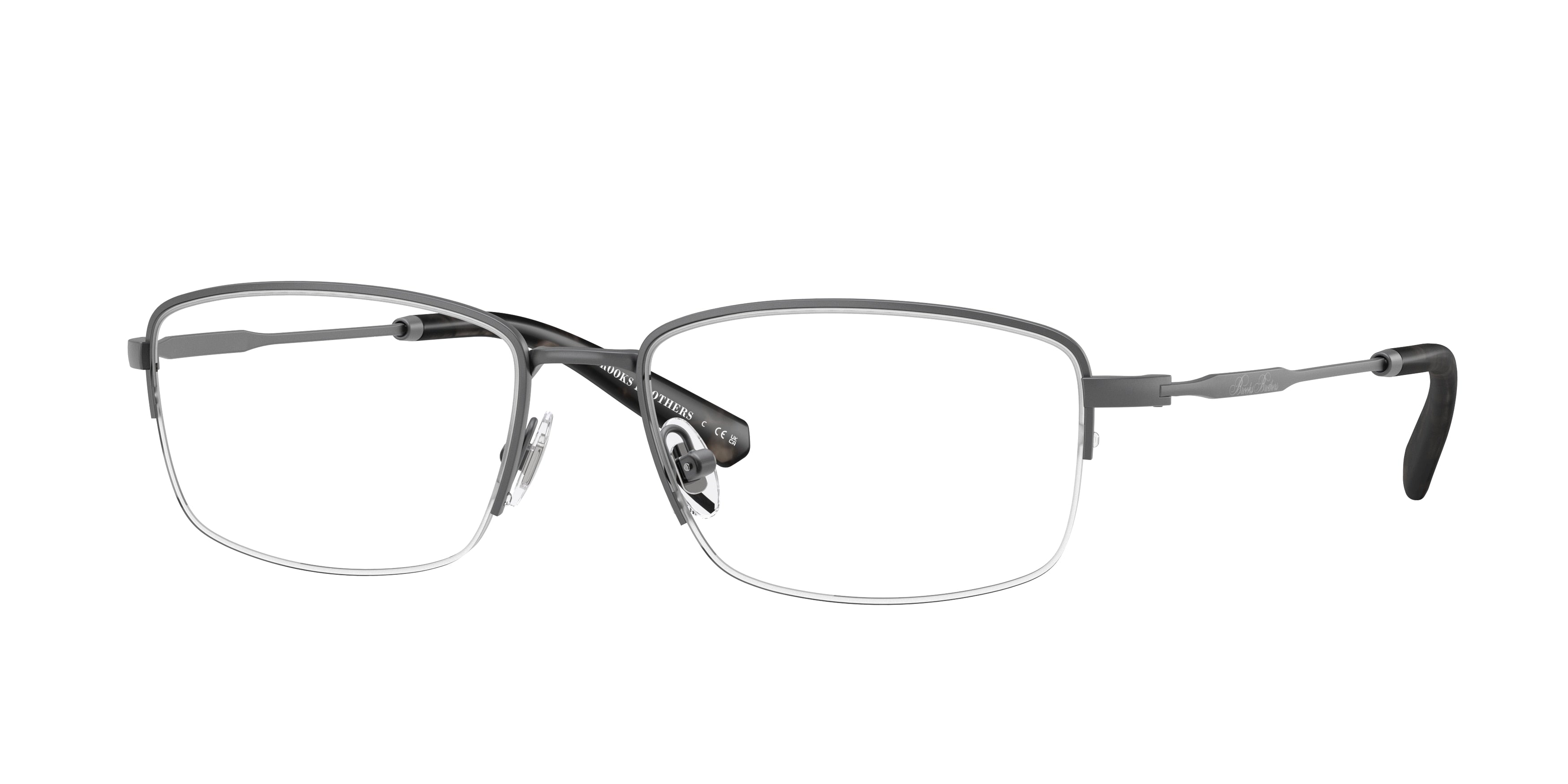 Brooks Brothers BB1117 Oval Eyeglasses  1035-Matte Gunmetal 56-145-17 - Color Map Grey