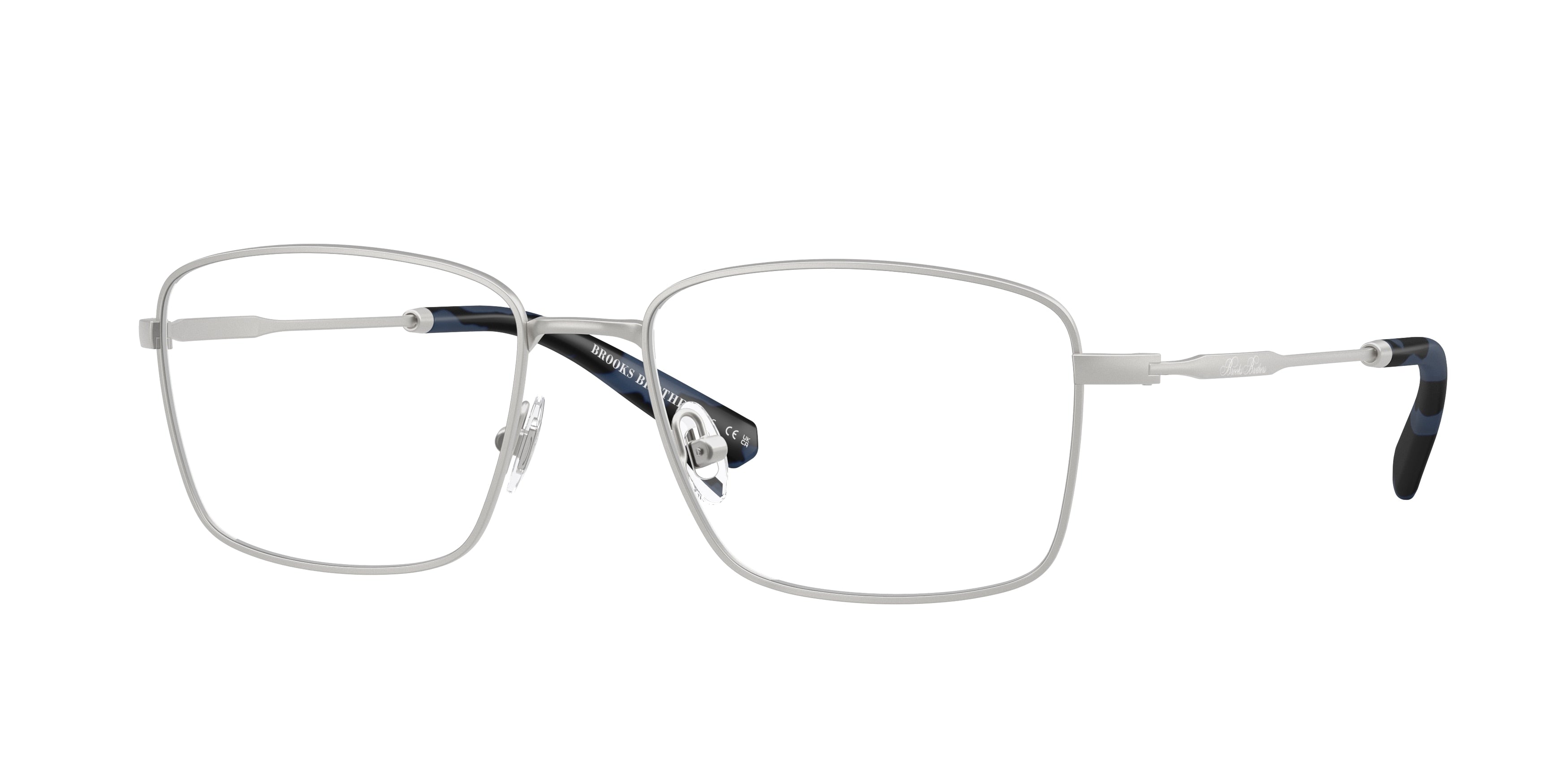 Brooks Brothers BB1118 Rectangle Eyeglasses  1032-Matte Silver 55-145-17 - Color Map Silver