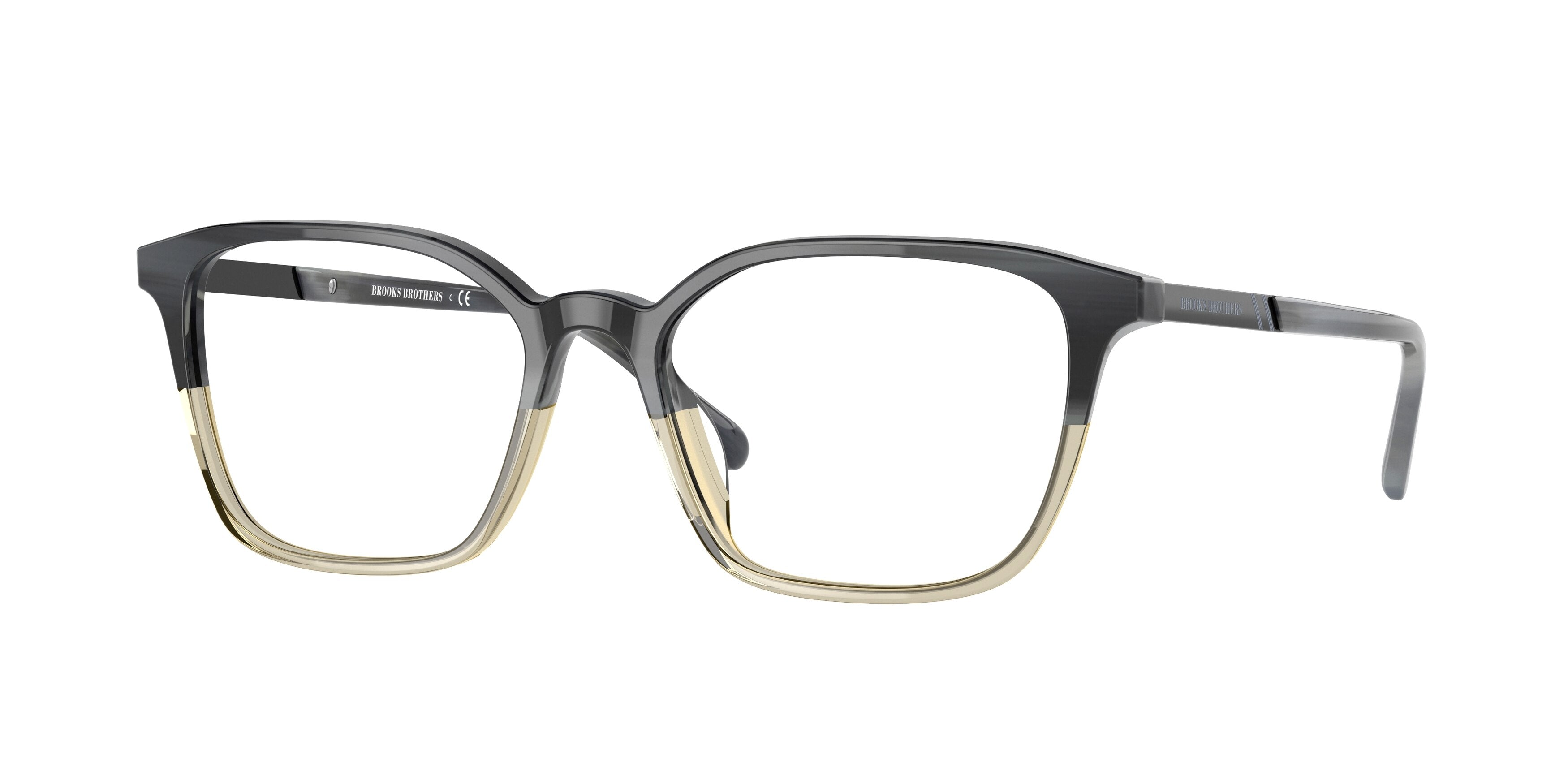 Brooks Brothers BB2054 Square Eyeglasses  6151-Grey Horn Gradient 53-145-17 - Color Map Grey
