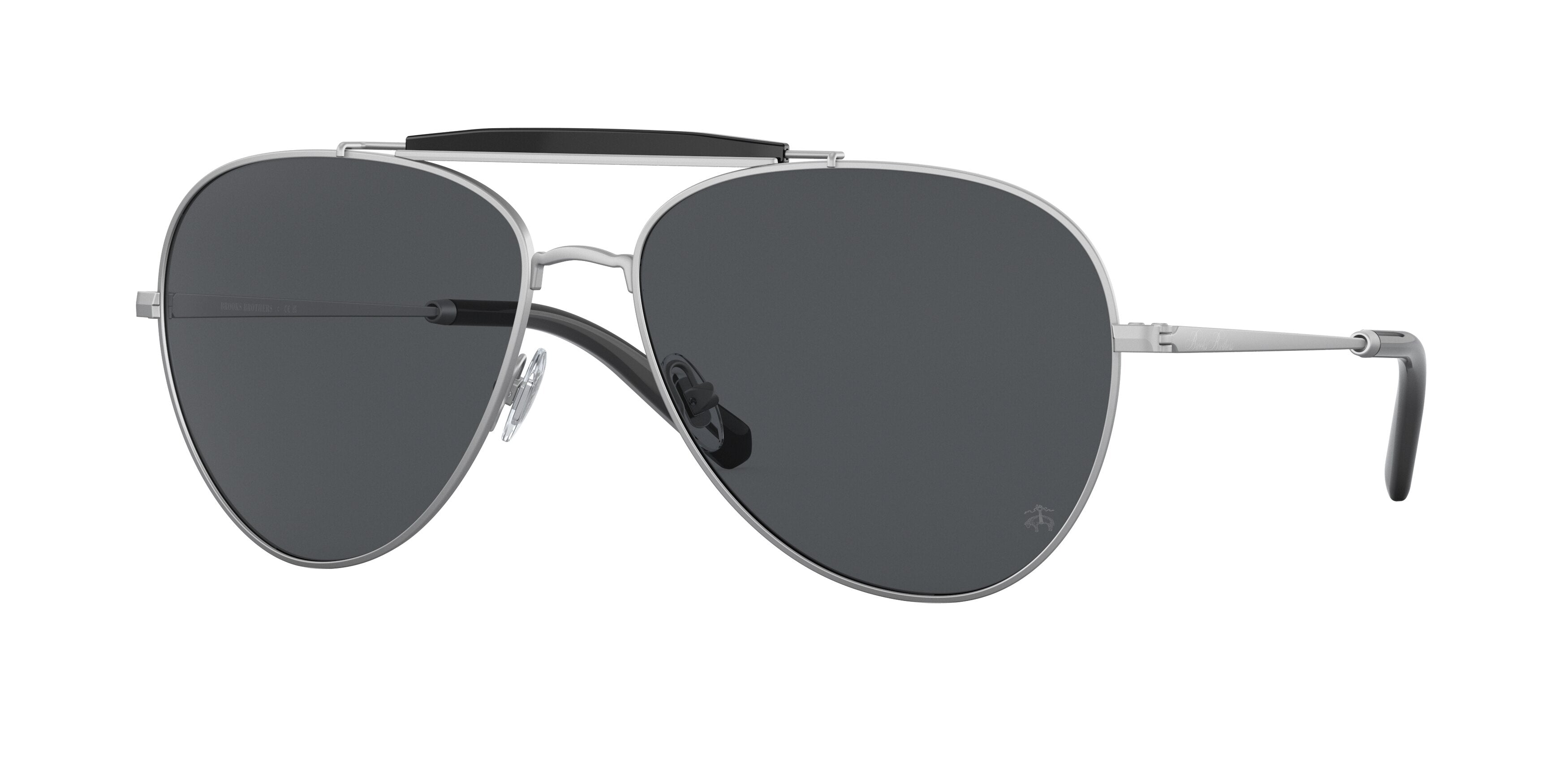 Brooks Brothers BB4062 Pilot Sunglasses  103287-Matte Silver 59-145-15 - Color Map Silver
