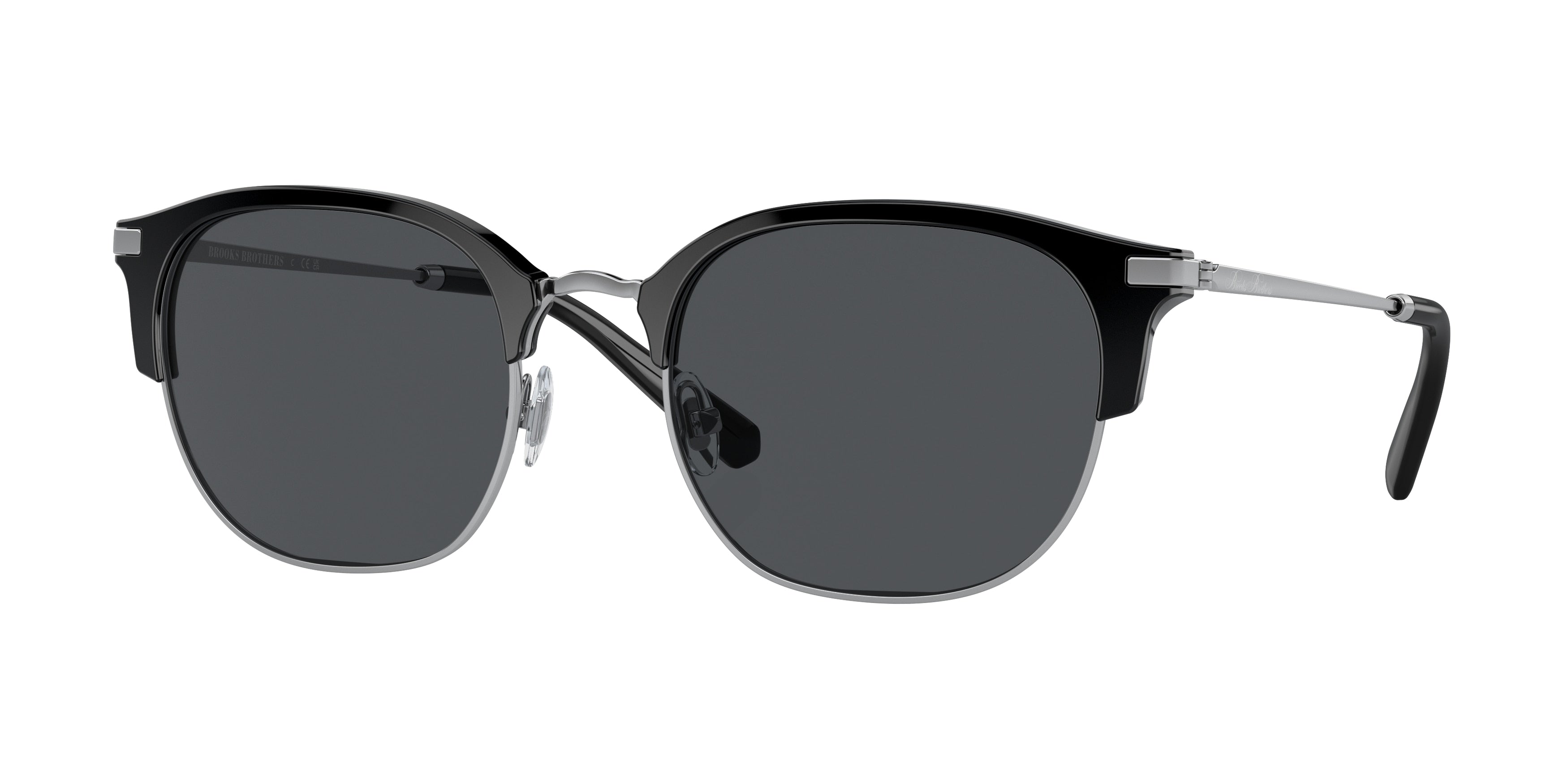 Brooks Brothers BB4065 Round Sunglasses  103287-Silver/Black 55-145-21 - Color Map Silver