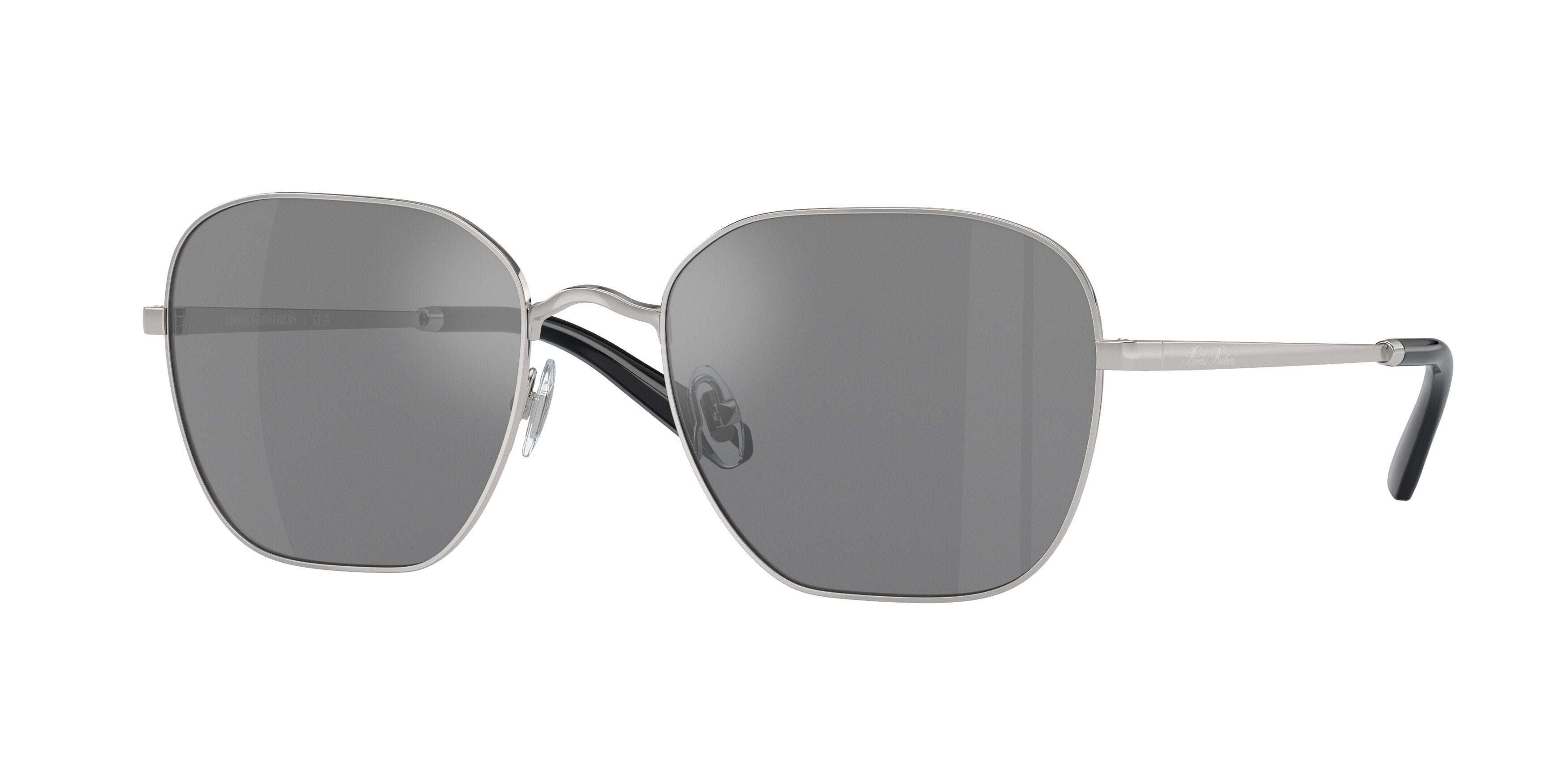 Brooks Brothers BB4066 Irregular Sunglasses  10146G-Shiny Silver 55-145-19 - Color Map Silver
