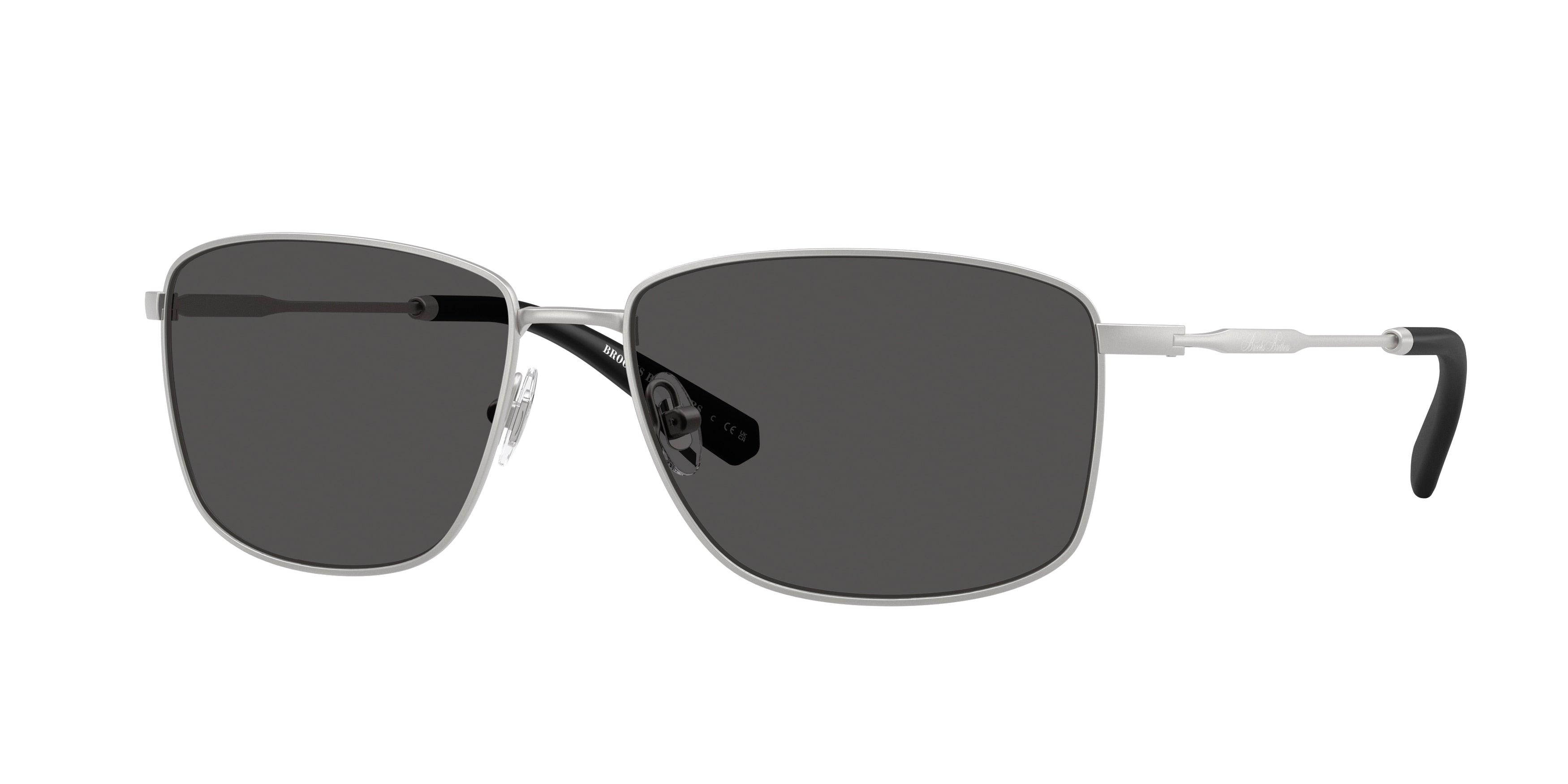 Brooks Brothers BB4069 Rectangle Sunglasses  103287-Matte Silver 58-145-16 - Color Map Silver