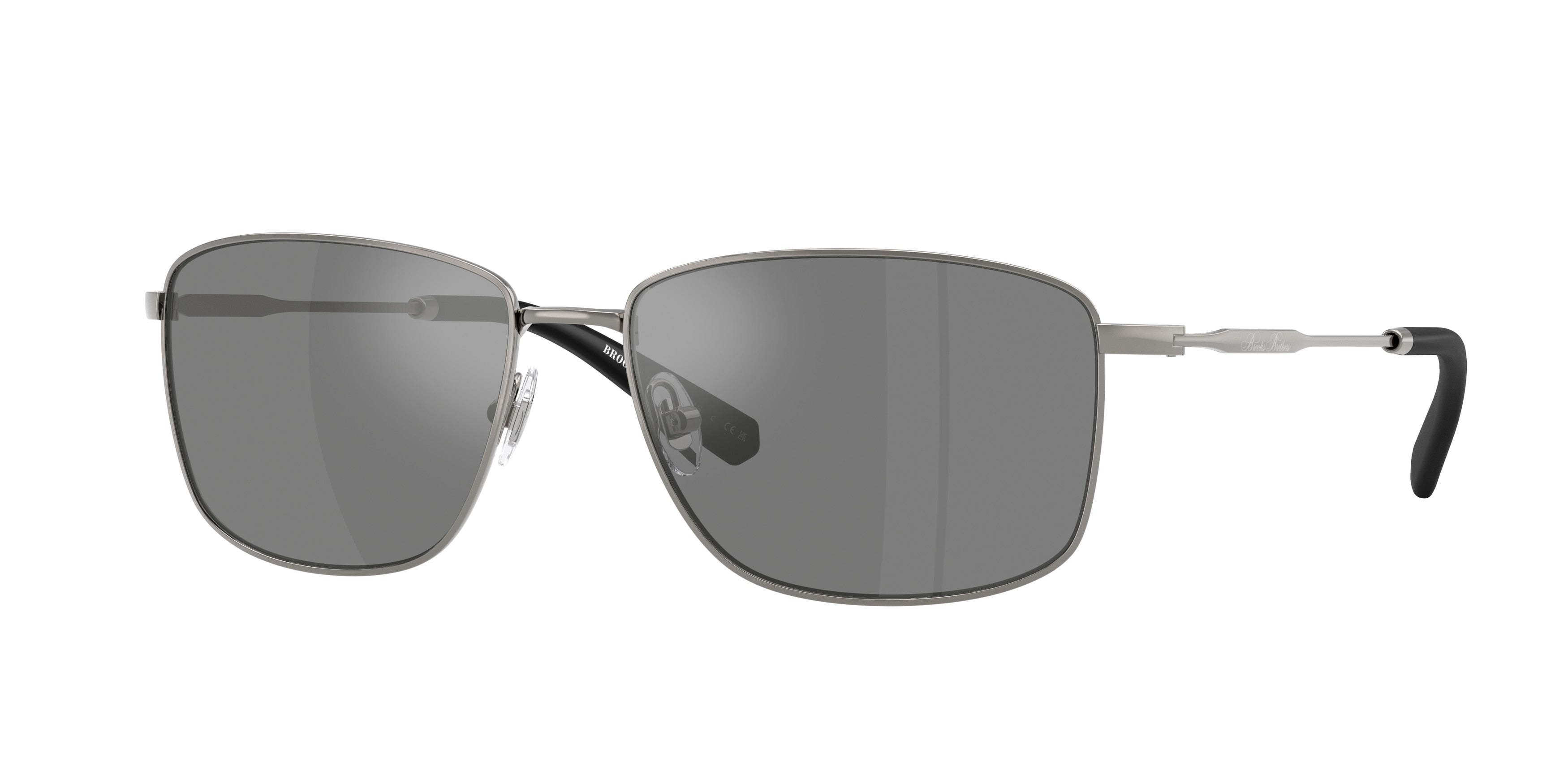 Brooks Brothers BB4069 Rectangle Sunglasses  10356G-Shiny Gunmetal 58-145-16 - Color Map Grey