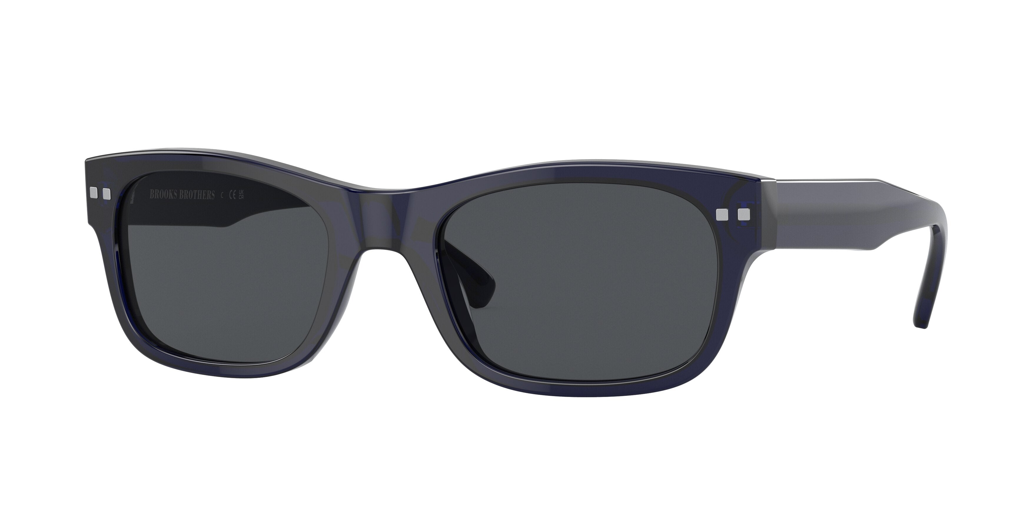 Brooks Brothers BB5047 Rectangle Sunglasses  615387-Transparent Navy 54-145-21 - Color Map Blue