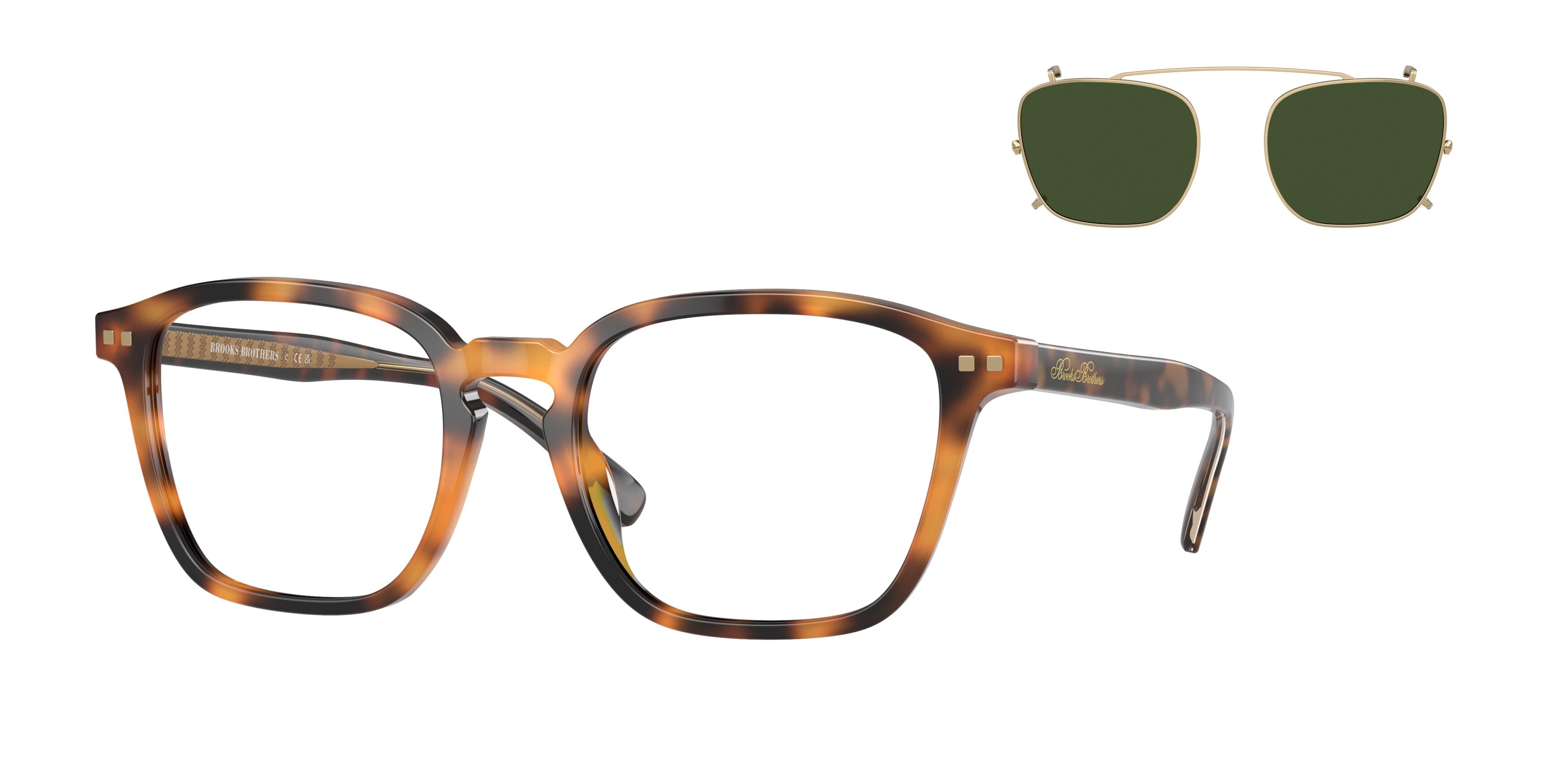 Brooks Brothers BB5049 Square Sunglasses  616171-Warm Tortoise 55-145-20 - Color Map Tortoise