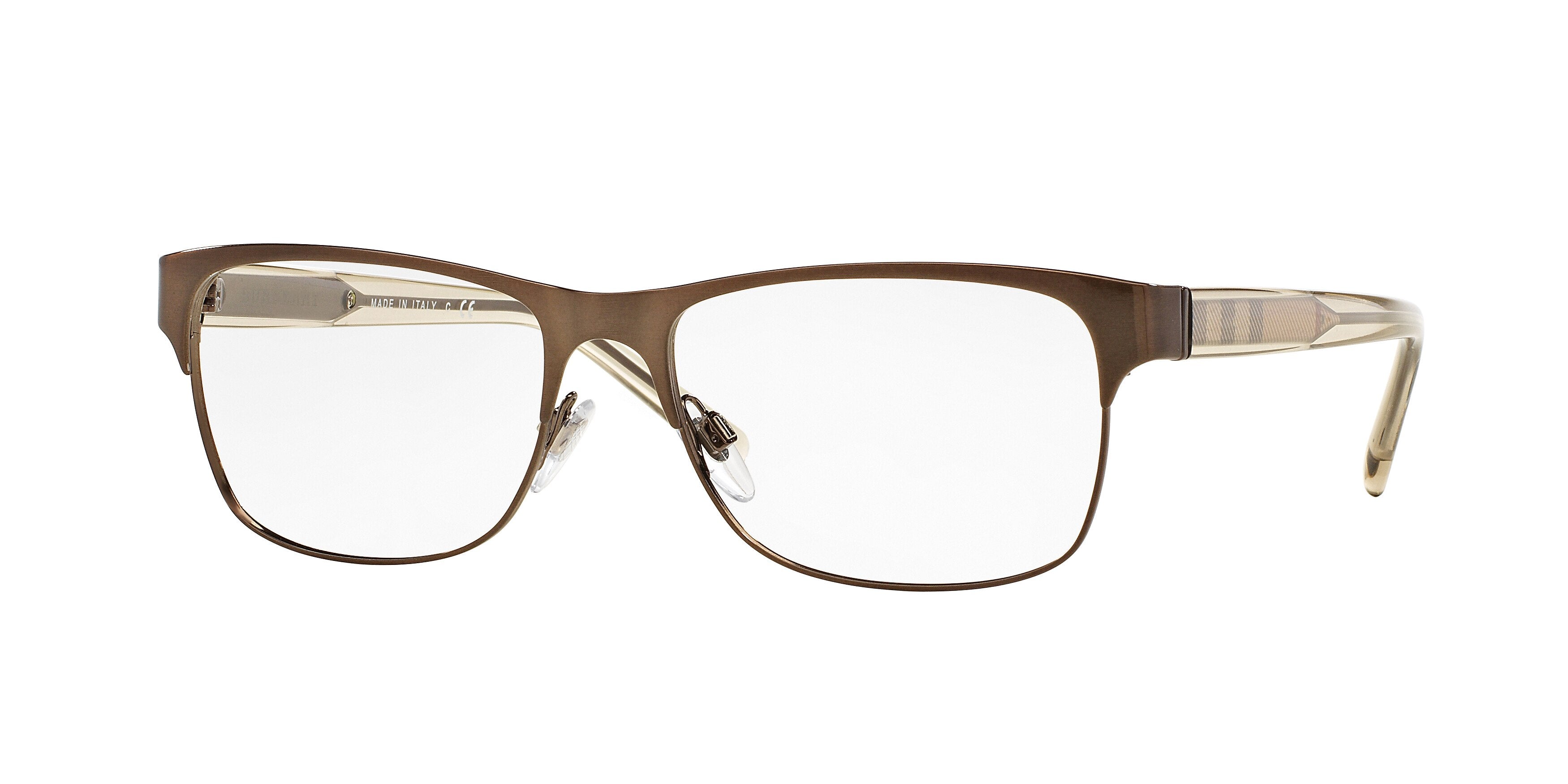 Burberry BE1289 Rectangle Eyeglasses  1212-Brushed Brown 55-140-16 - Color Map Brown