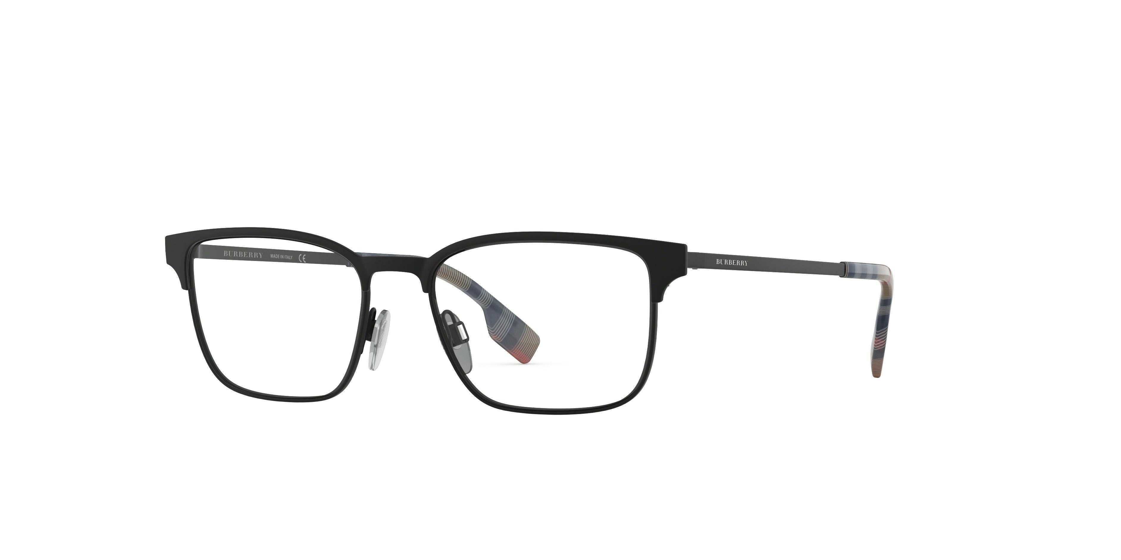 Burberry BE1332 Rectangle Eyeglasses  1283-Black Rubber 54-145-17 - Color Map Black