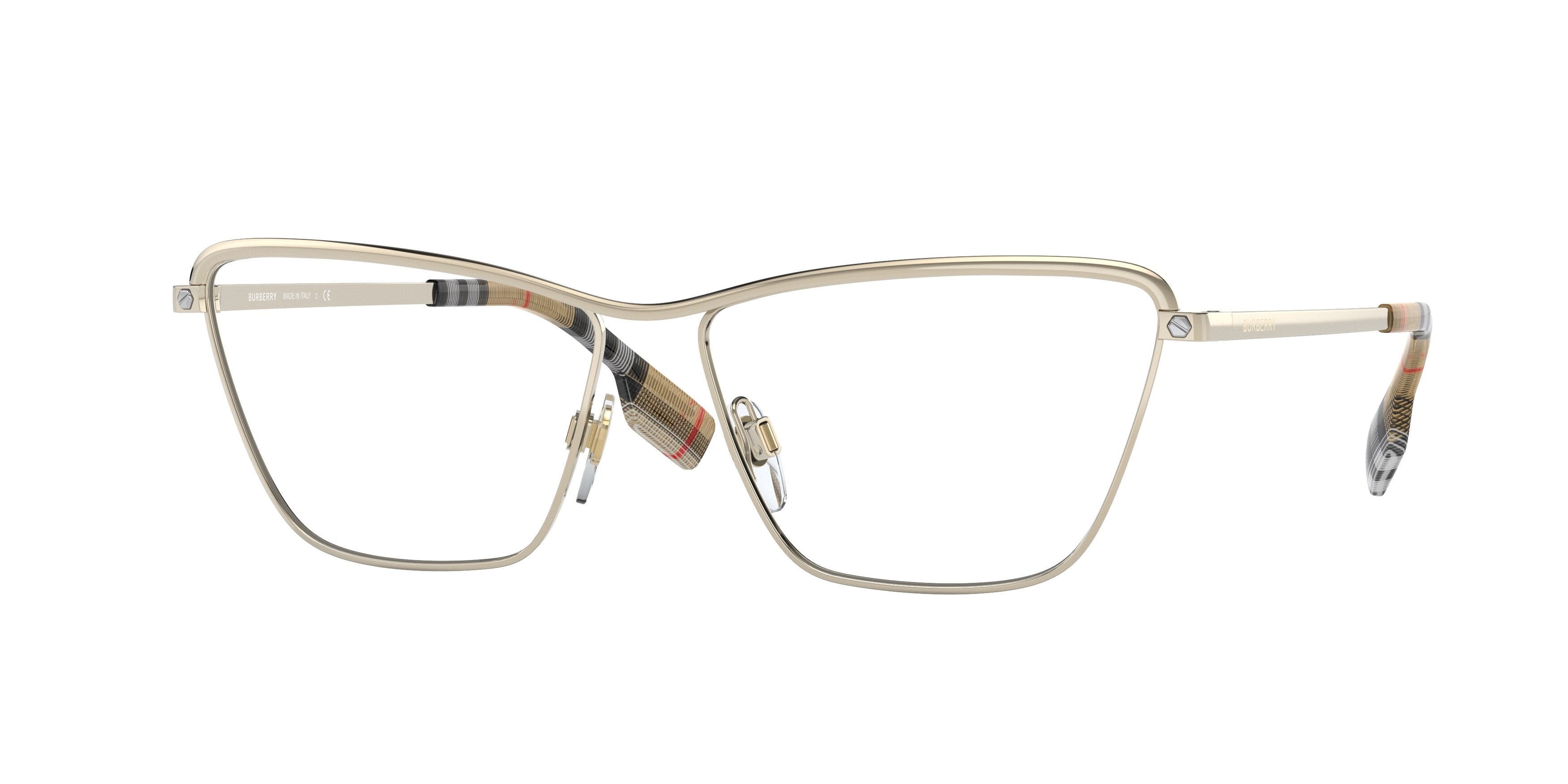 Burberry TALBOT BE1343 Rectangle Eyeglasses  1332-Light Gold 57-140-14 - Color Map Gold