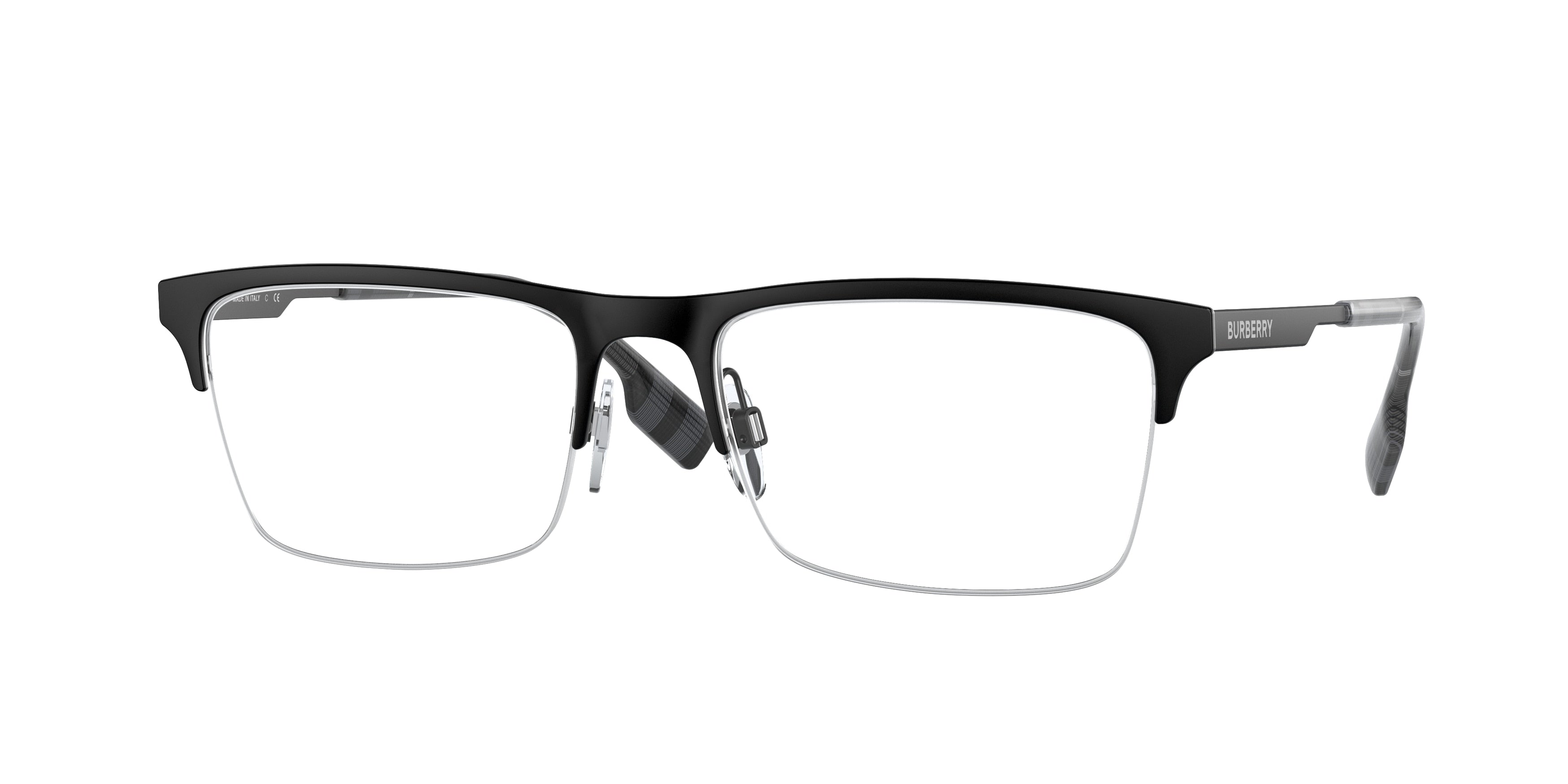 Burberry BRUNEL BE1344 Rectangle Eyeglasses  1007-Matte Black 55-145-18 - Color Map Black
