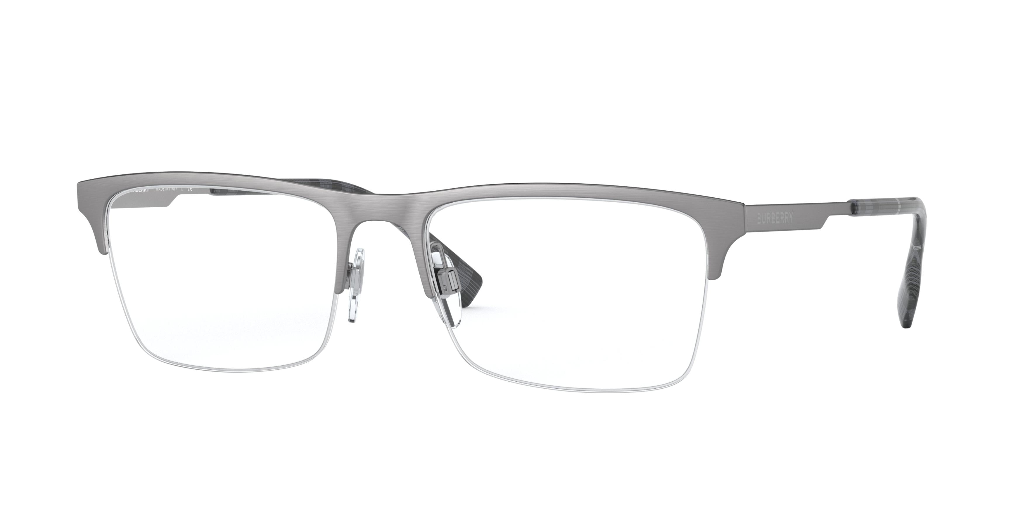 Burberry BRUNEL BE1344 Rectangle Eyeglasses  1008-Gunmetal 55-145-18 - Color Map Grey