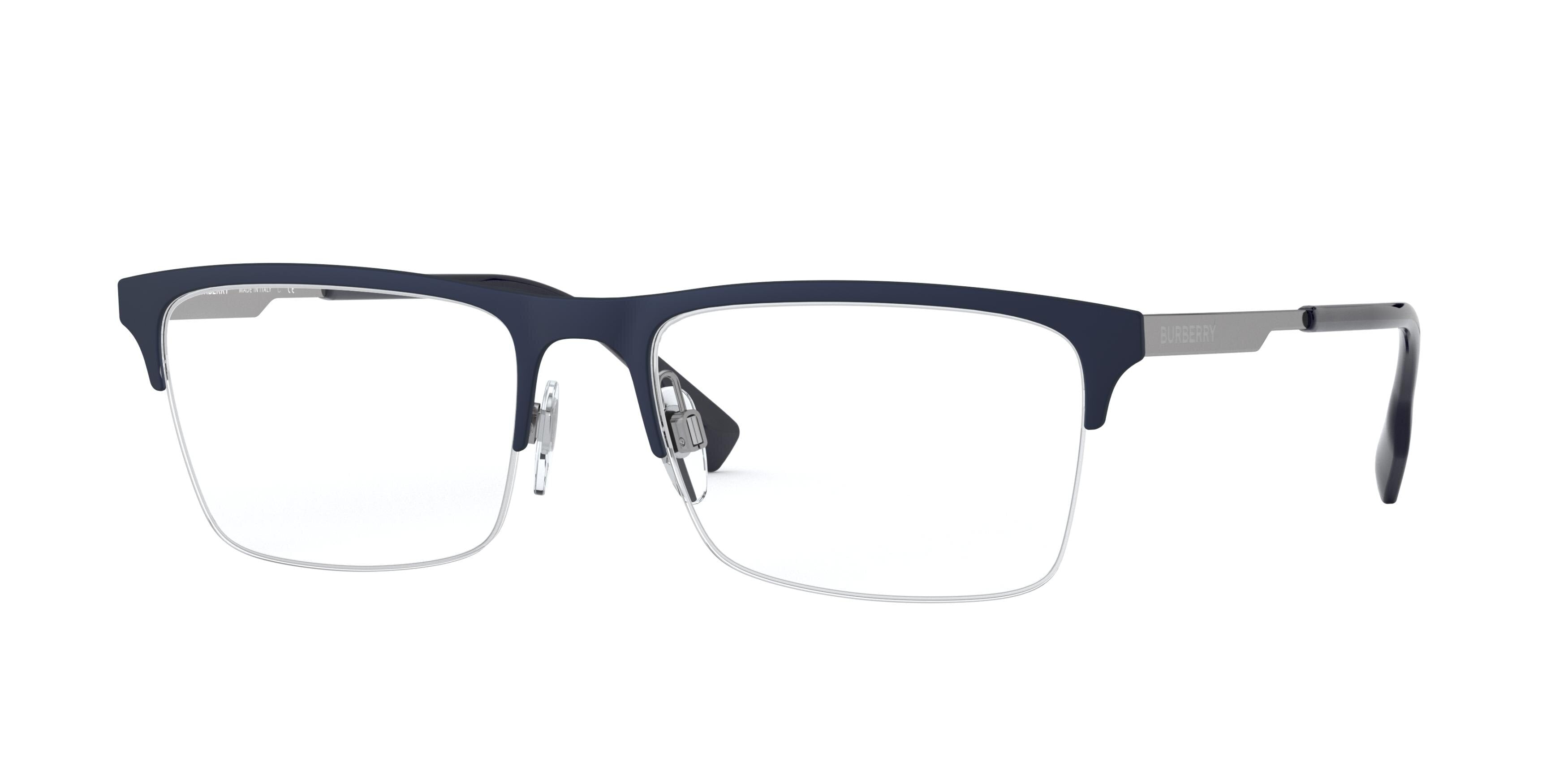 Burberry BRUNEL BE1344 Rectangle Eyeglasses  1274-Blue 55-145-18 - Color Map Blue