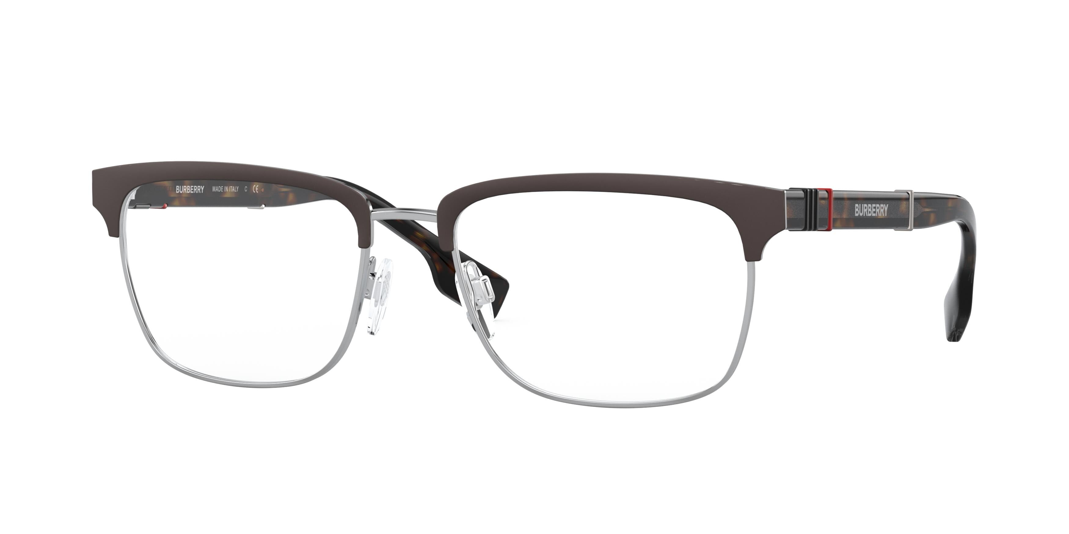 Burberry ALBA BE1348 Rectangle Eyeglasses  1307-Silver/Matte Brown 54-145-18 - Color Map Silver